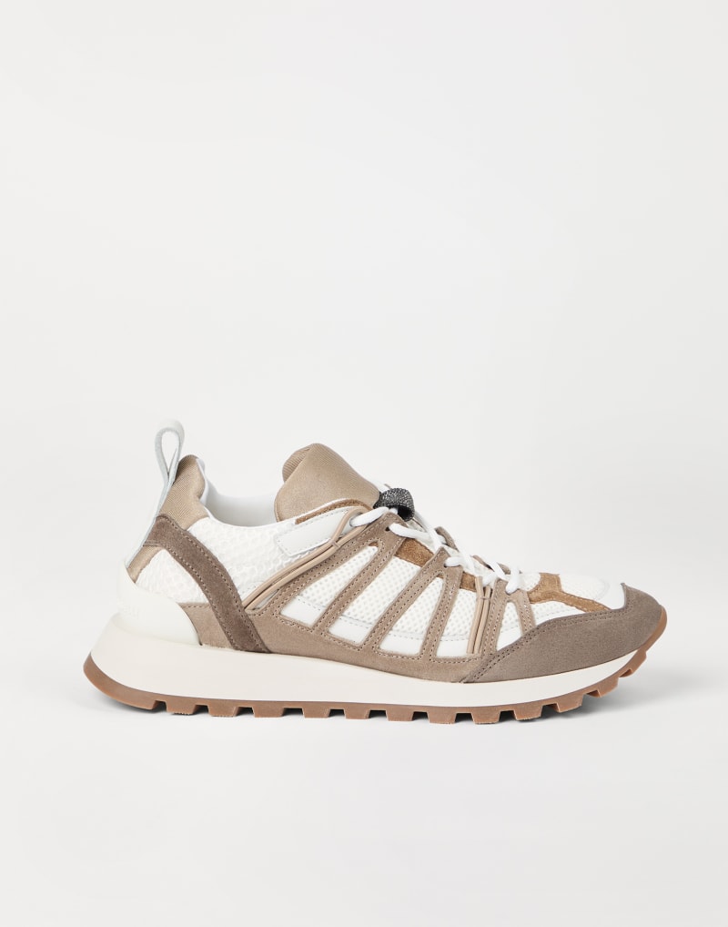 BRUNELLO CUCINELLI WOMEN'S BEIGE WHITE LEATHER SNEAKERS