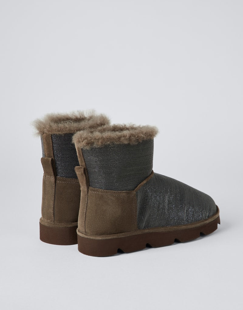 BRUNELLO CUCINELLI WOMEN'S PEAT SHEARLING LINED ANKLE BOOTS
