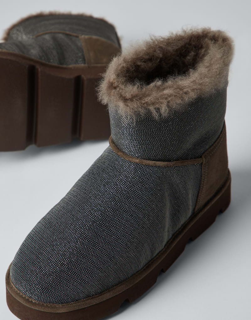 BRUNELLO CUCINELLI WOMEN'S PEAT SHEARLING LINED ANKLE BOOTS