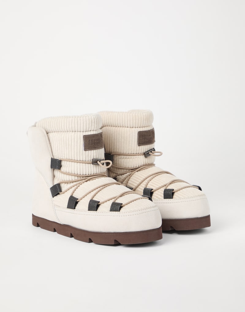 BRUNELLO CUCINELLI WOMEN'S WHITE LEATHER PADDED WINTER BOOTS