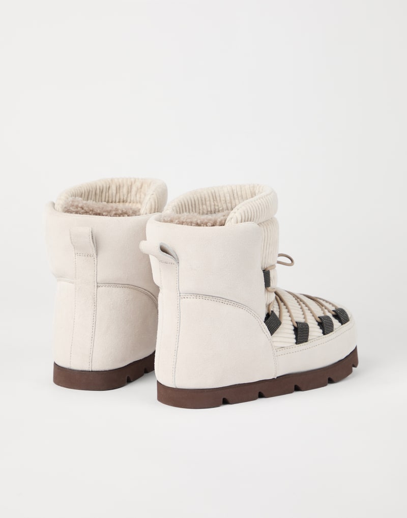 BRUNELLO CUCINELLI WOMEN'S WHITE LEATHER PADDED WINTER BOOTS