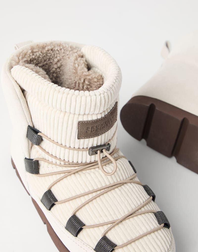 BRUNELLO CUCINELLI WOMEN'S WHITE LEATHER PADDED WINTER BOOTS