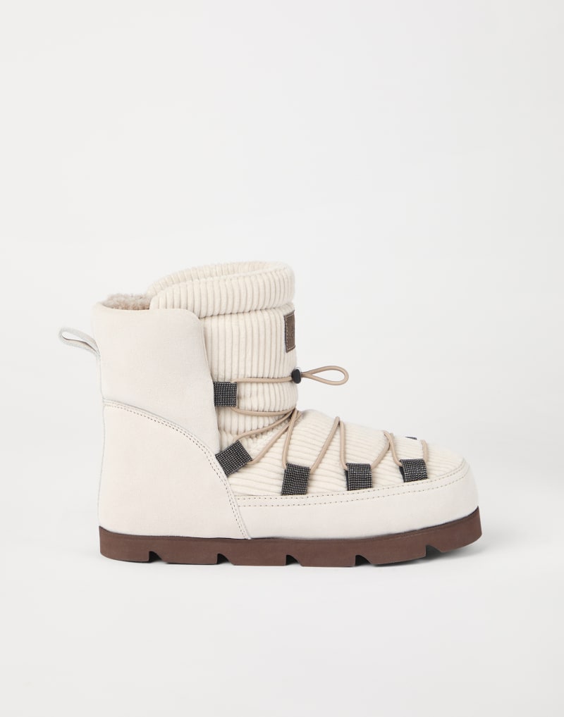 BRUNELLO CUCINELLI WOMEN'S WHITE LEATHER PADDED WINTER BOOTS