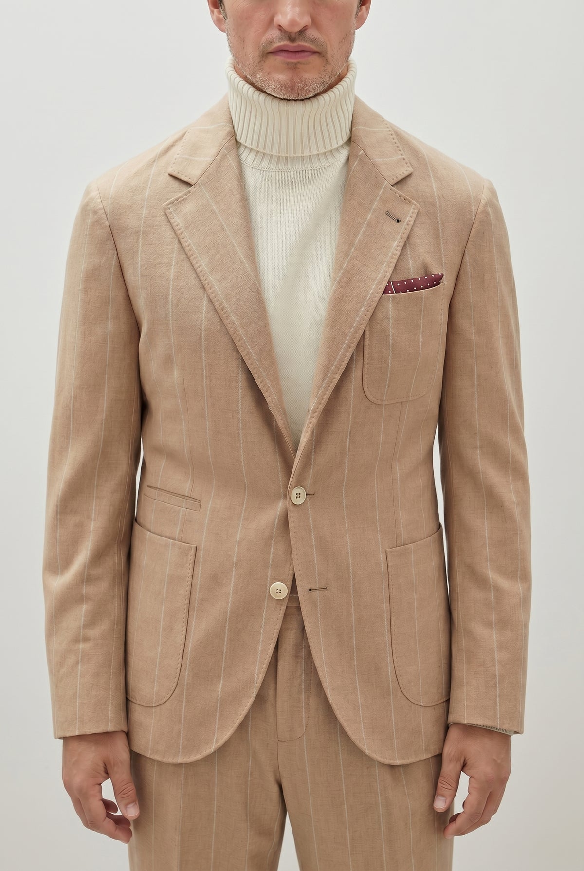BRUNELLO CUCINELLI MEN'S CAMEL WOOL SILK BLAZER