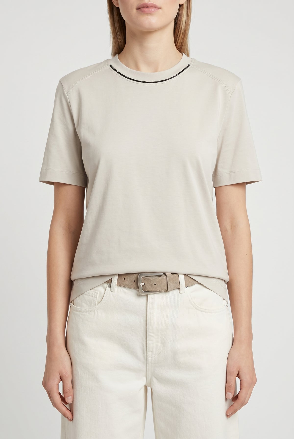 BRUNELLO CUCINELLI WOMEN'S LIGHT BEIGE COTTON SHIRT
