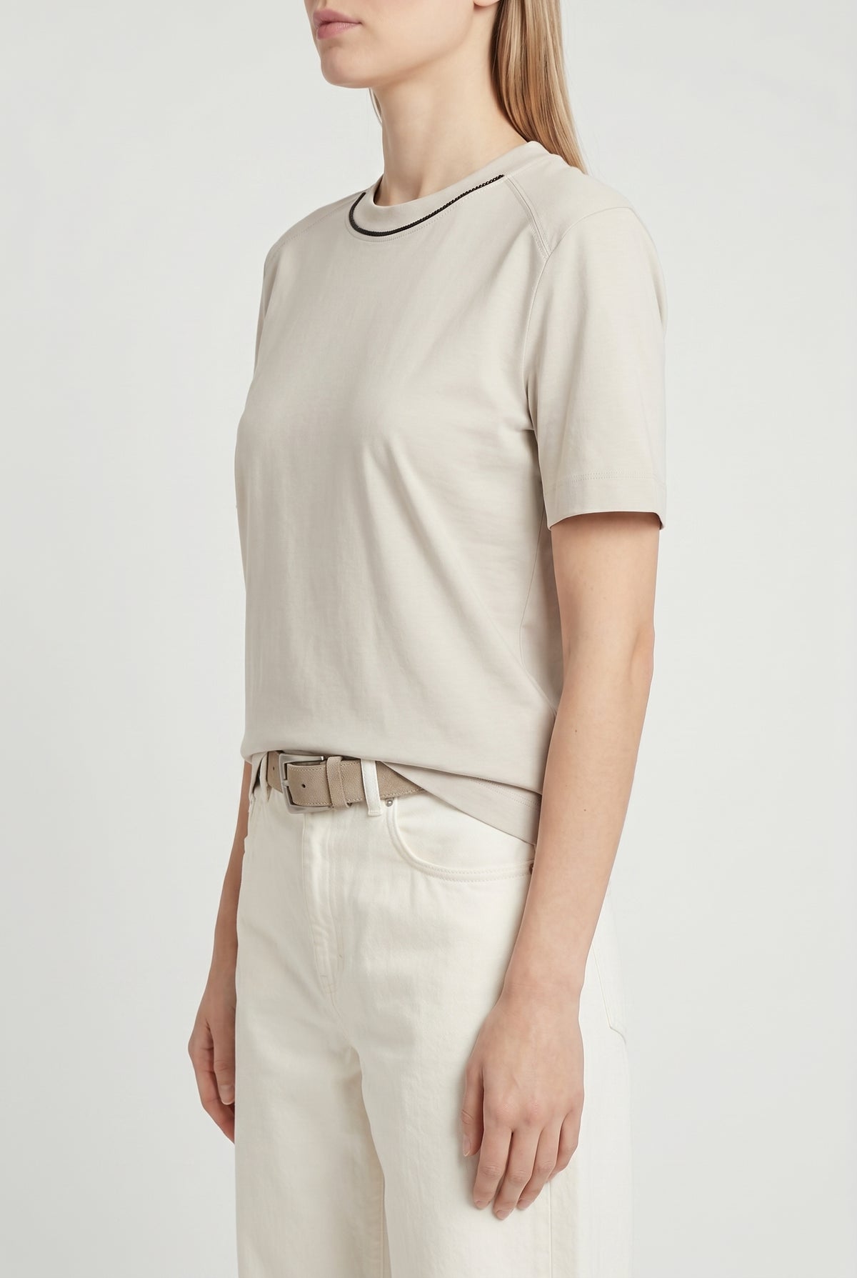 BRUNELLO CUCINELLI WOMEN'S LIGHT BEIGE COTTON SHIRT