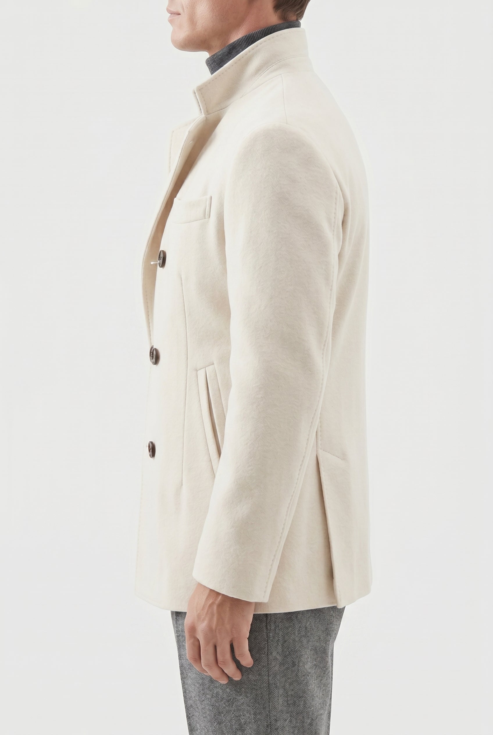 BRUNELLO CUCINELLI MEN'S OFF WHITE WOOL TAILORED JACKET