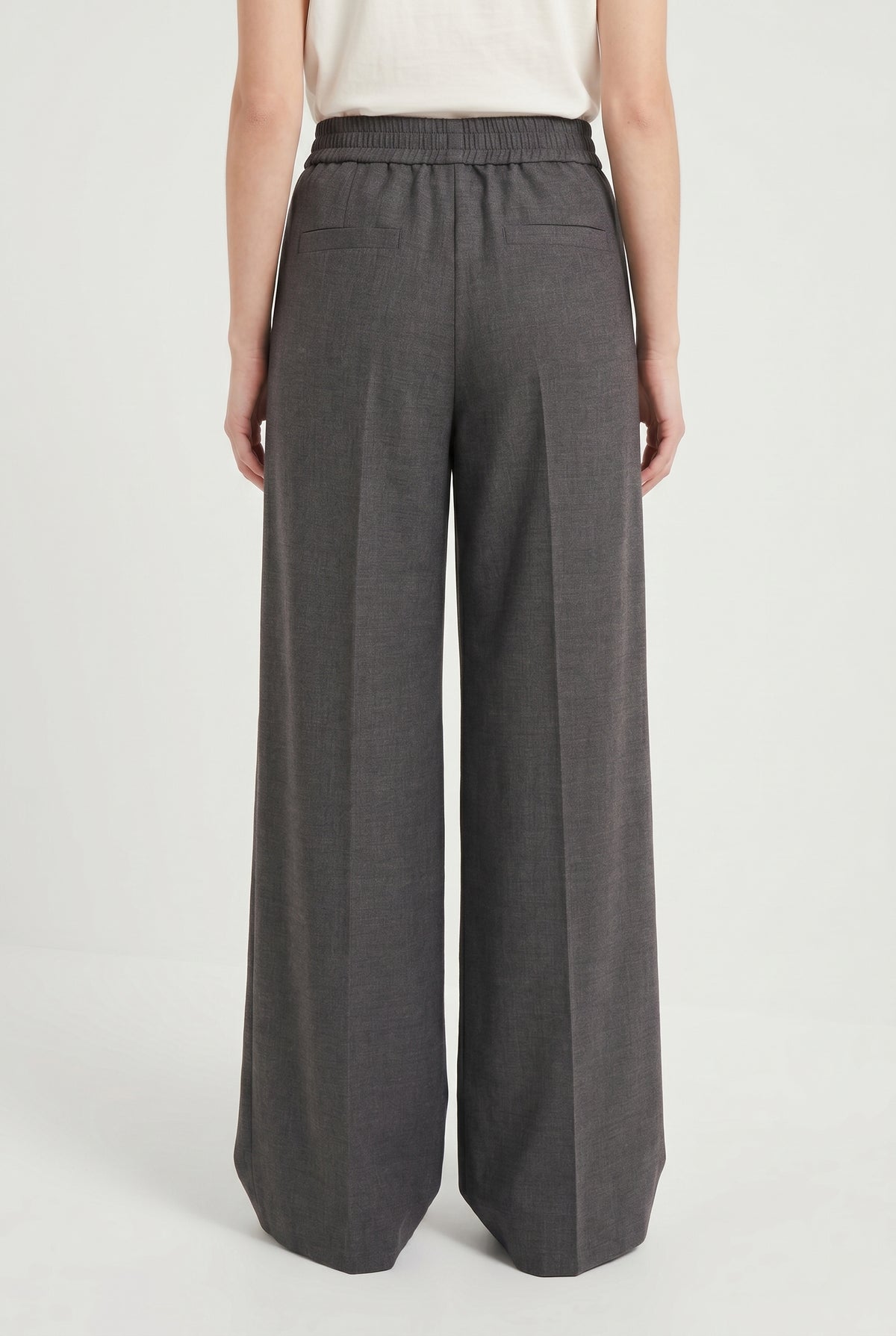 BRUNELLO CUCINELLI WOMEN'S DARK GREY WIDE LEG TROUSERS