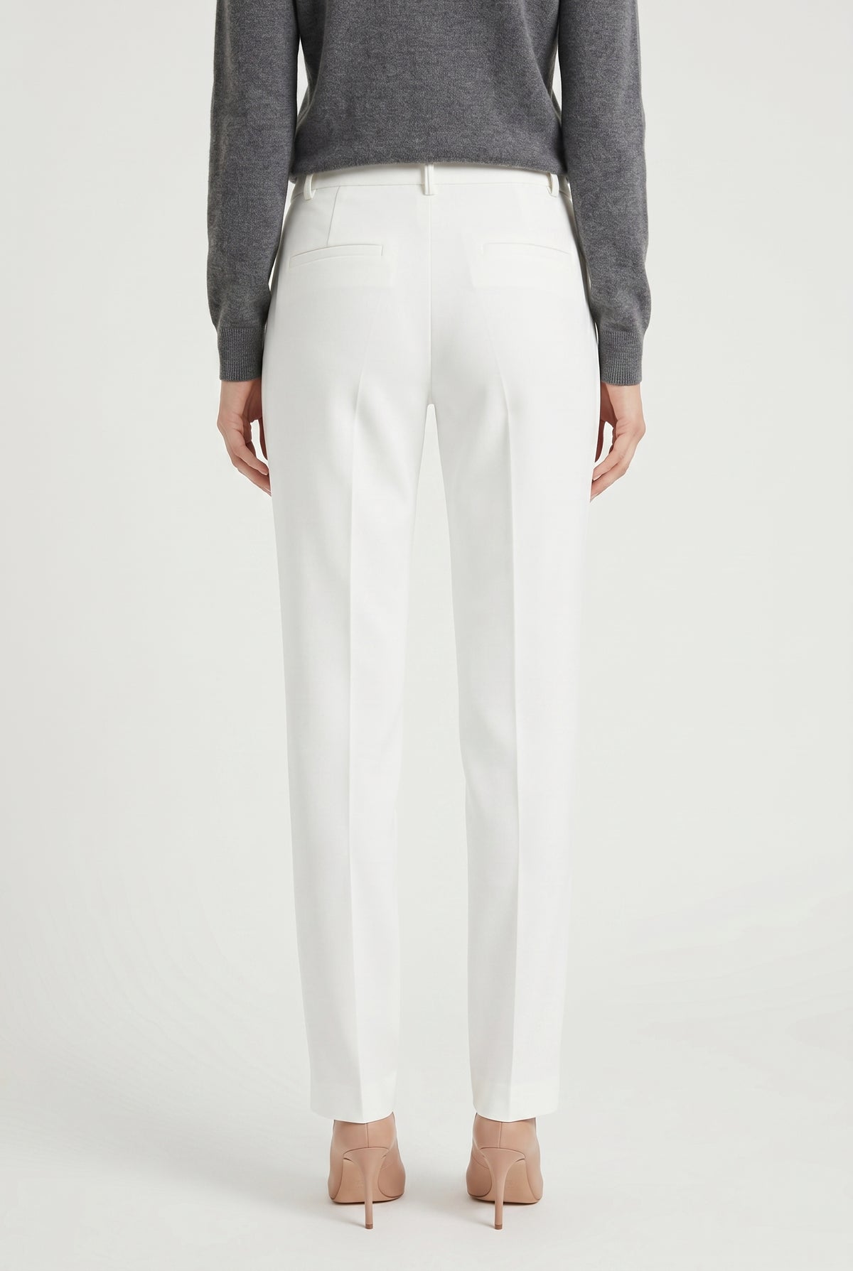 BRUNELLO CUCINELLI WOMEN'S OFF WHITE TAILORED TROUSERS