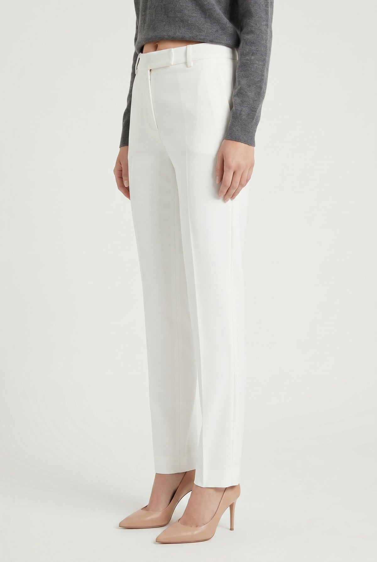 BRUNELLO CUCINELLI WOMEN'S OFF WHITE TAILORED TROUSERS