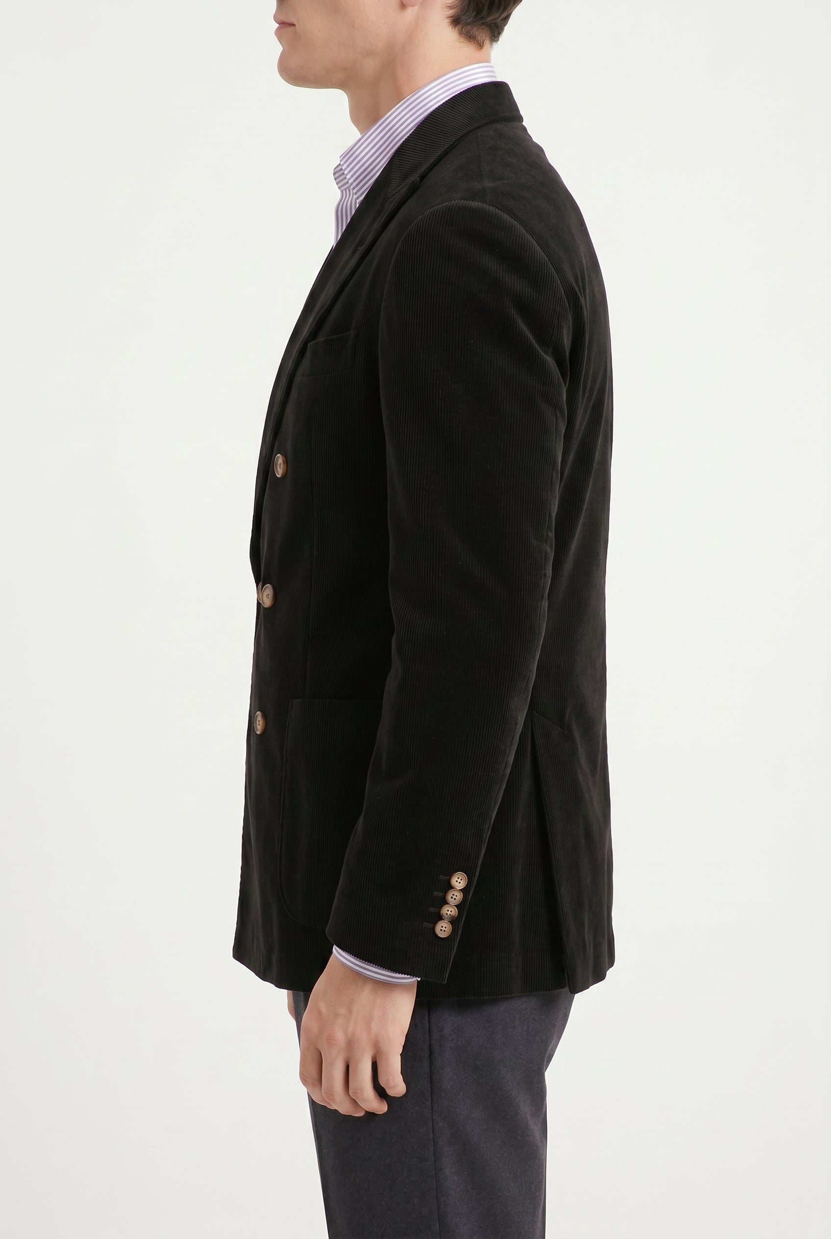 BRUNELLO CUCINELLI MEN'S BLACK WOOL BLEND DOUBLE BREASTED BLAZER
