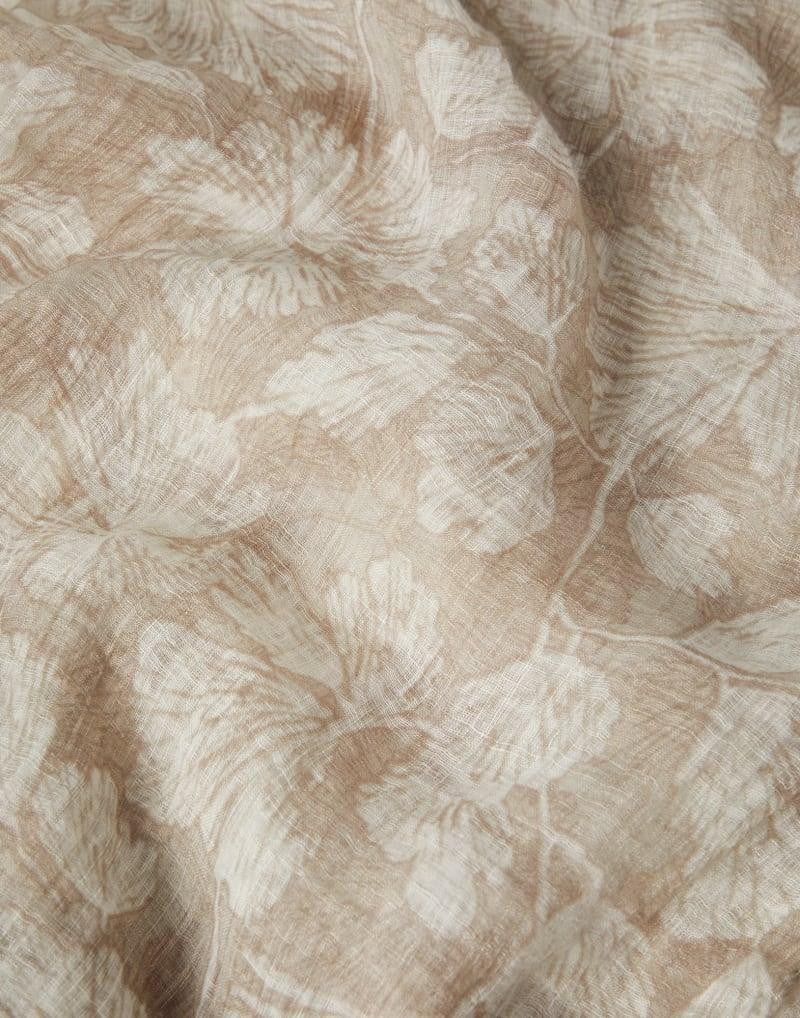 BRUNELLO CUCINELLI WOMEN'S BEIGE LINEN FLORAL SCARF
