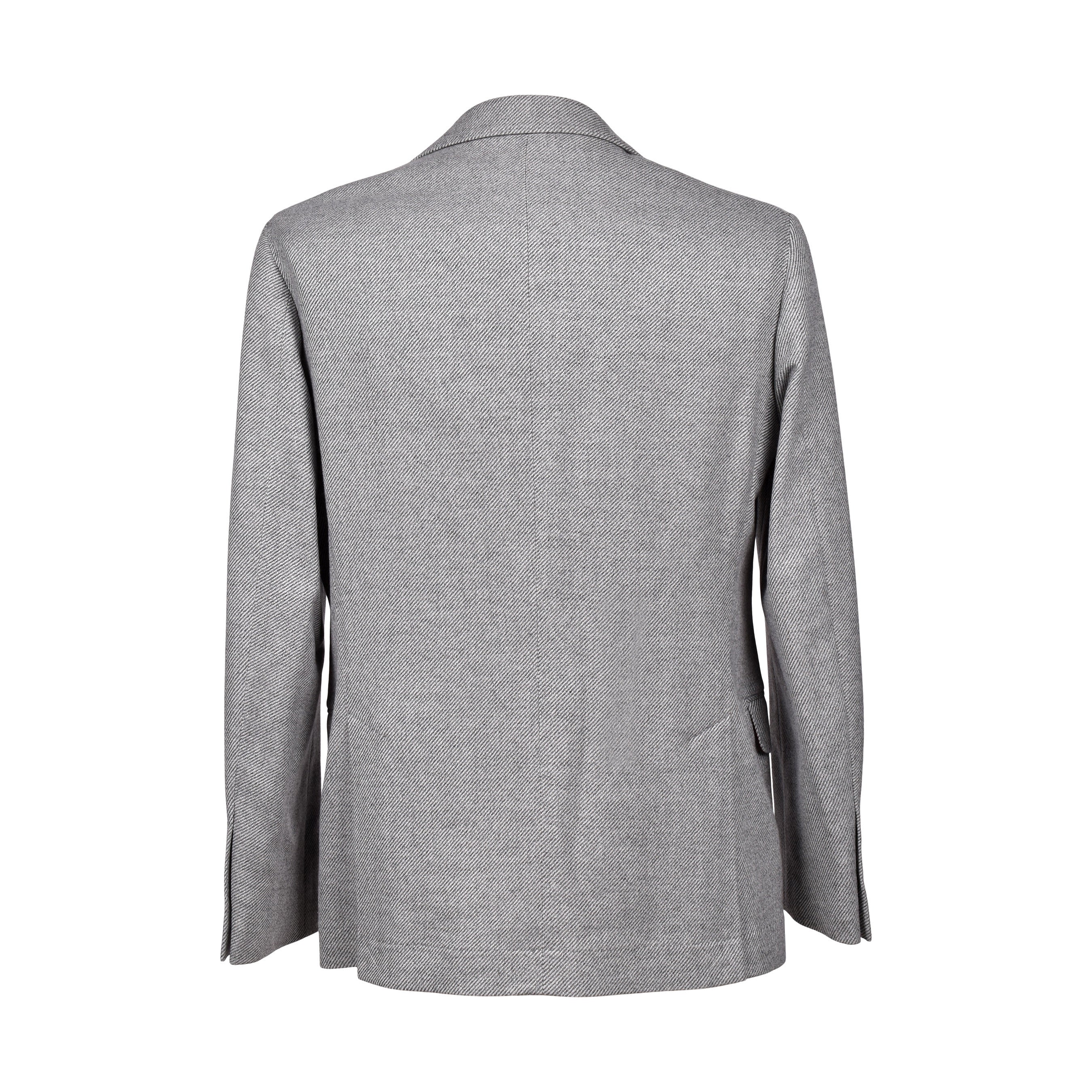 BRUNELLO CUCINELLI MEN'S GRAY WOOL HERRINGBONE BLAZER