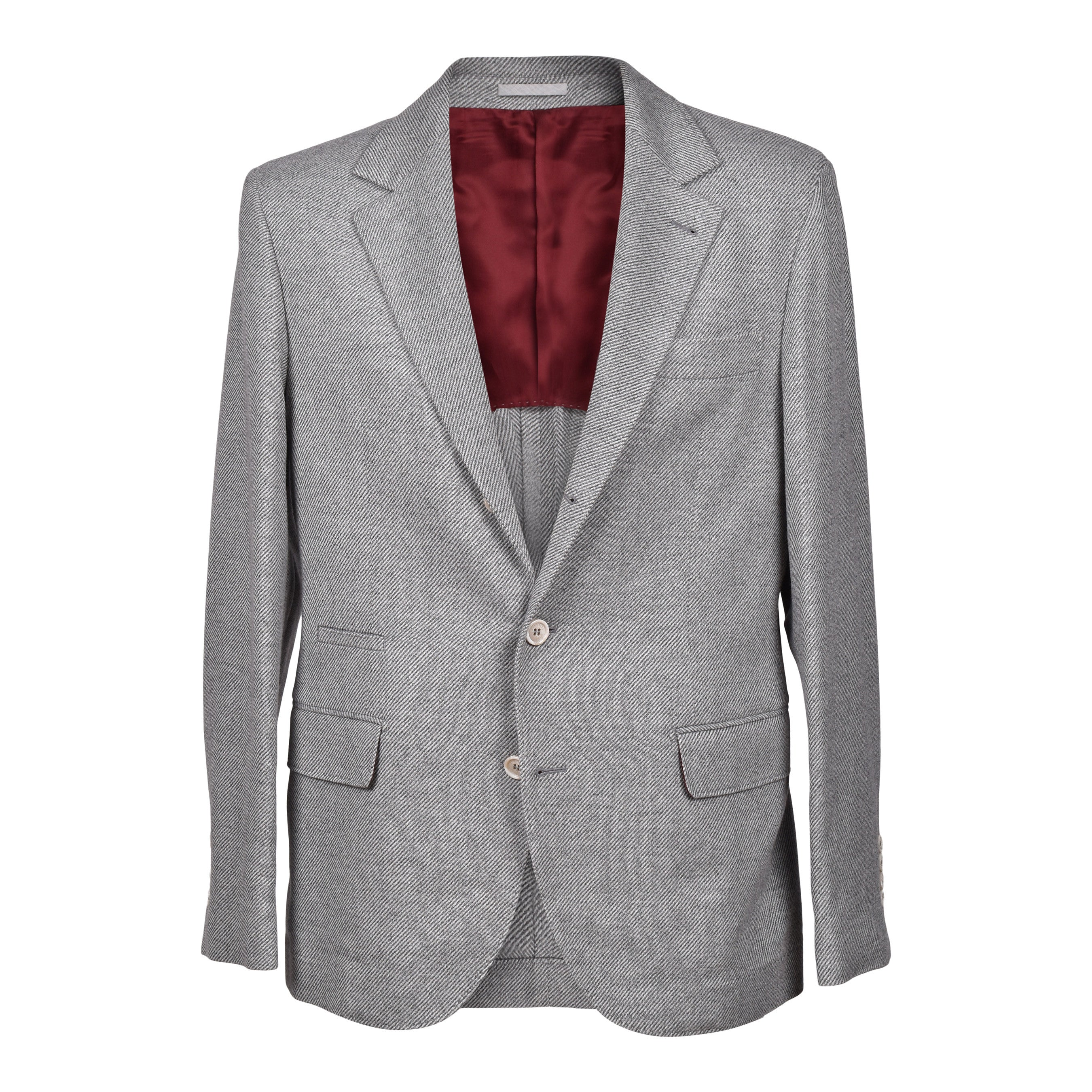 BRUNELLO CUCINELLI MEN'S GRAY WOOL HERRINGBONE BLAZER