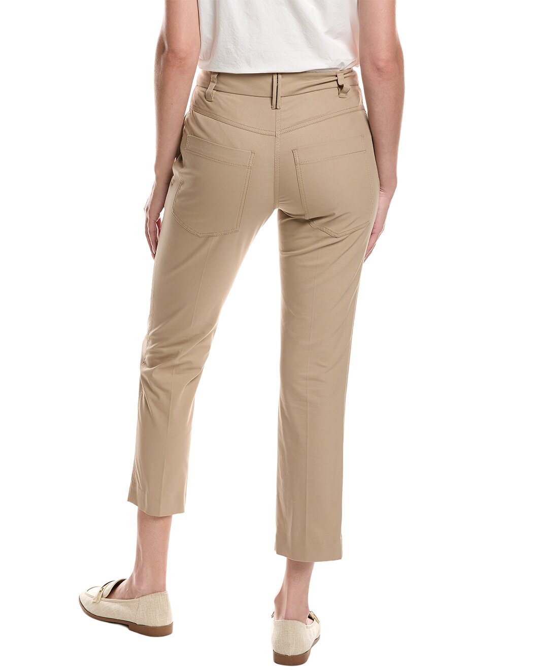 BRUNELLO CUCINELLI WOMEN'S BEIGE CROPPED COTTON TROUSERS