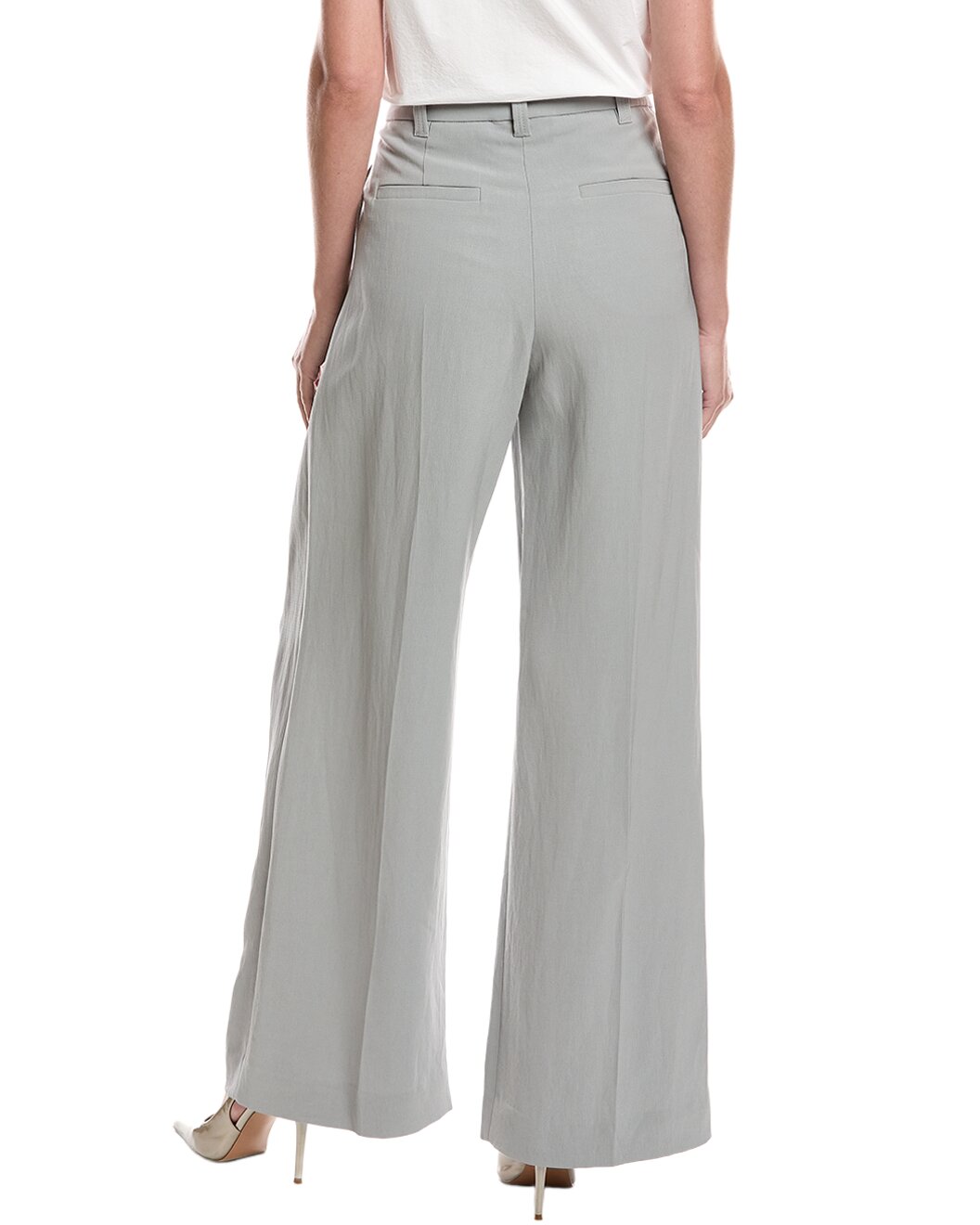 BRUNELLO CUCINELLI WOMEN'S LIGHT GREY WIDE LEG TROUSERS