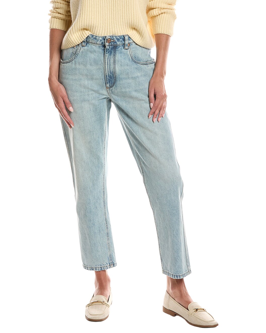 BRUNELLO CUCINELLI WOMEN'S LIGHT BLUE RELAXED TROUSERS