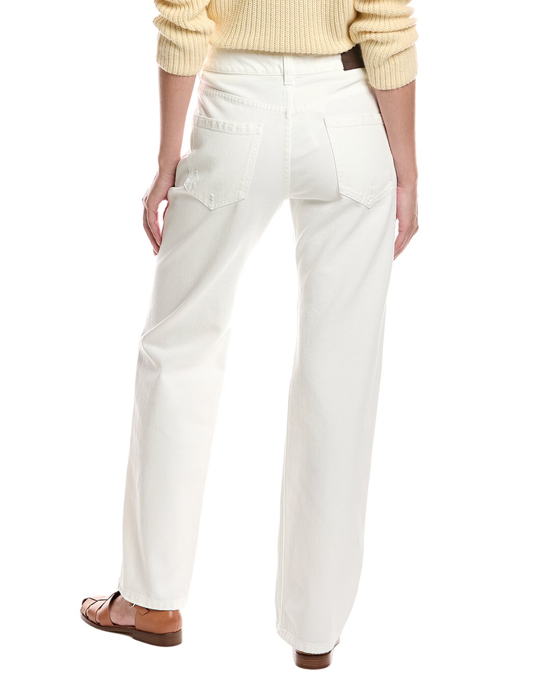 BRUNELLO CUCINELLI WOMEN'S OFF WHITE STRAIGHT COTTON TROUSERS