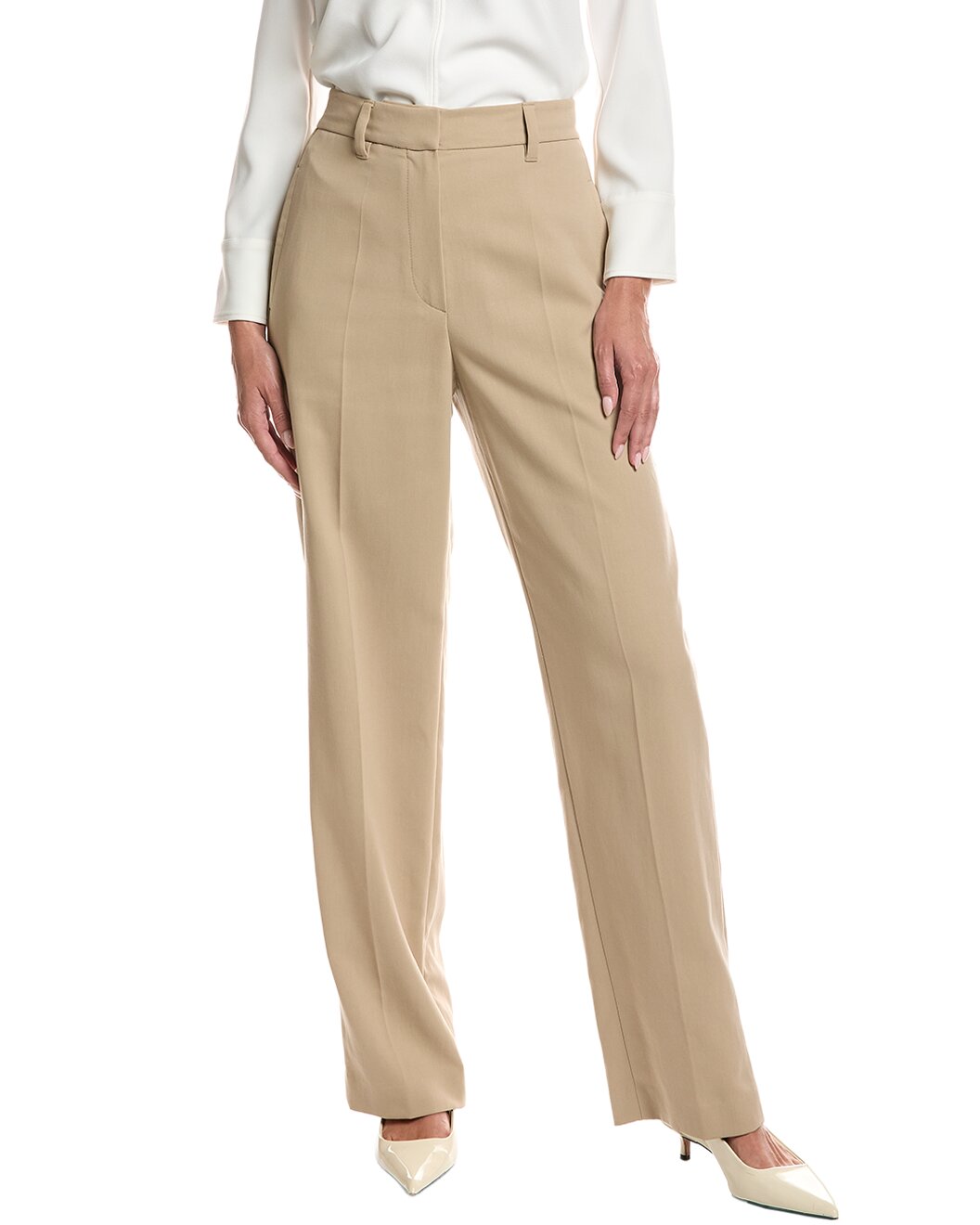 BRUNELLO CUCINELLI WOMEN'S BEIGE TAILORED STRAIGHT TROUSERS