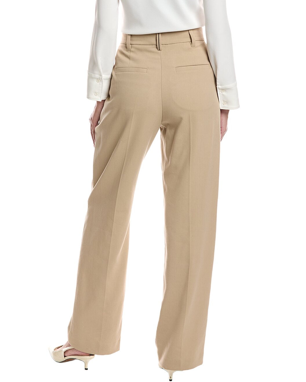 BRUNELLO CUCINELLI WOMEN'S BEIGE TAILORED STRAIGHT TROUSERS