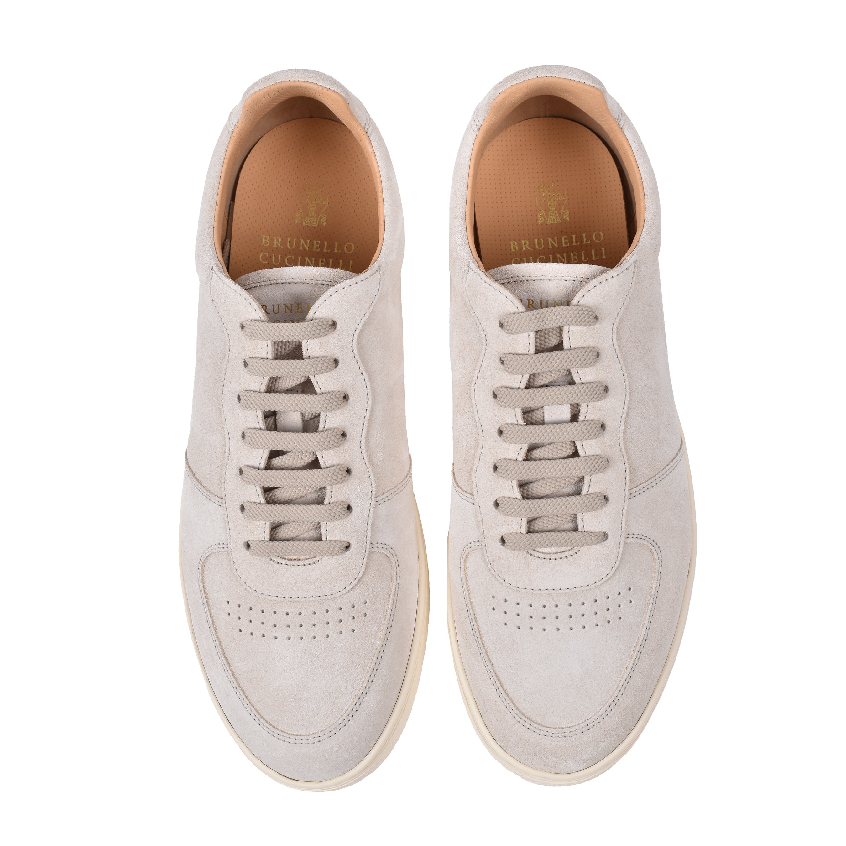 BRUNELLO CUCINELLI MEN'S BEIGE SUEDE LOW TOP SHOES