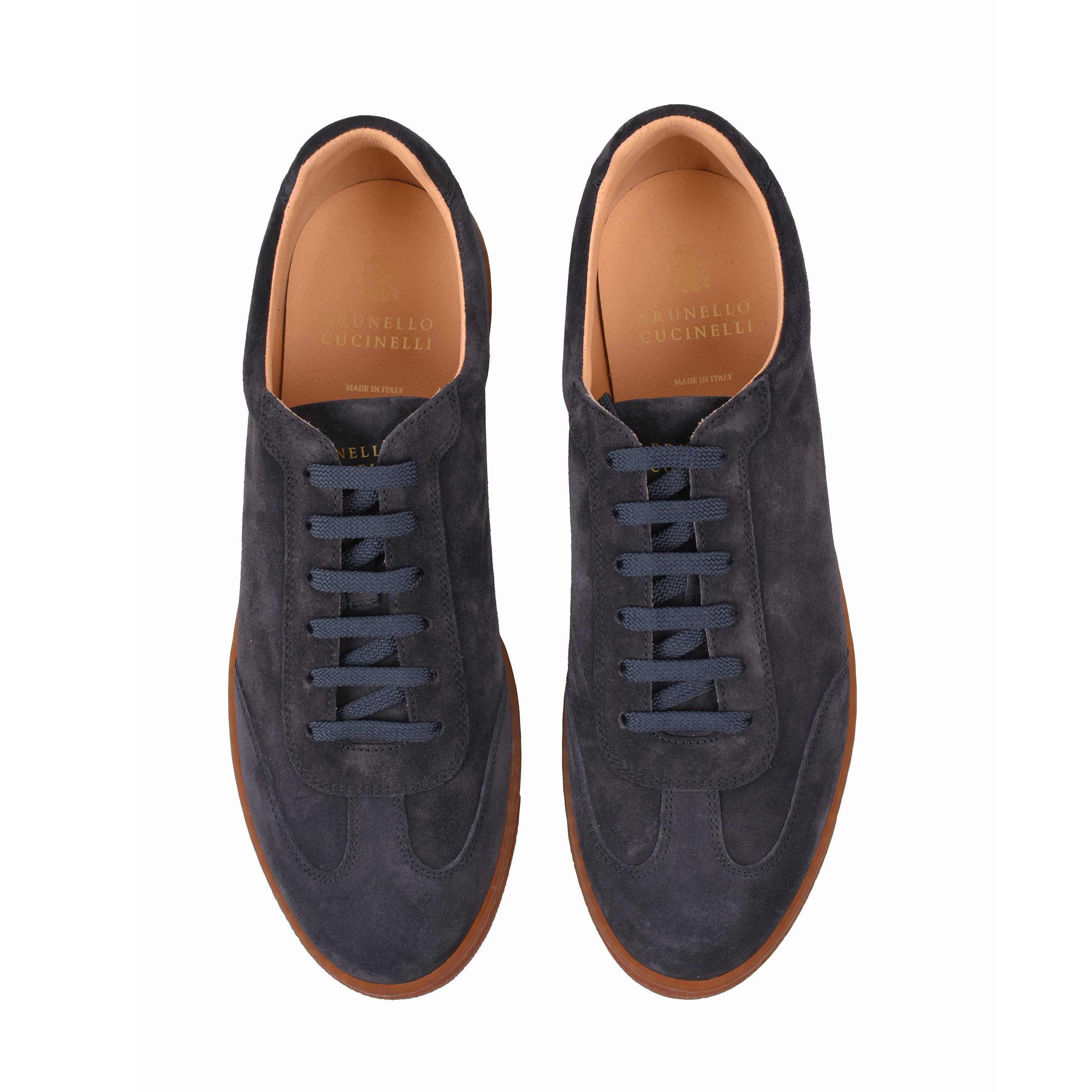 BRUNELLO CUCINELLI MEN'S NAVY SUEDE CASUAL SHOES