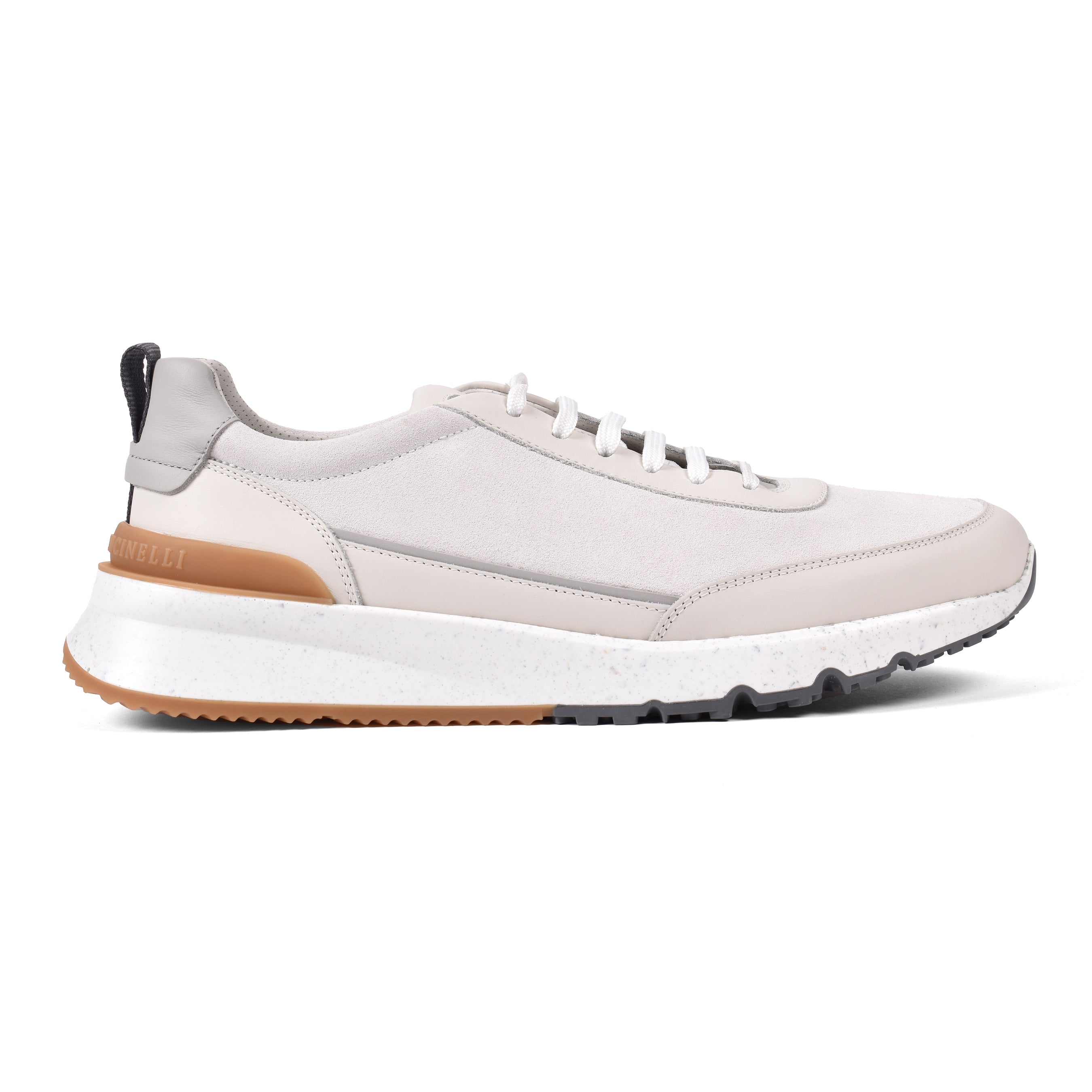 BRUNELLO CUCINELLI MEN'S OFF WHITE LEATHER SNEAKERS