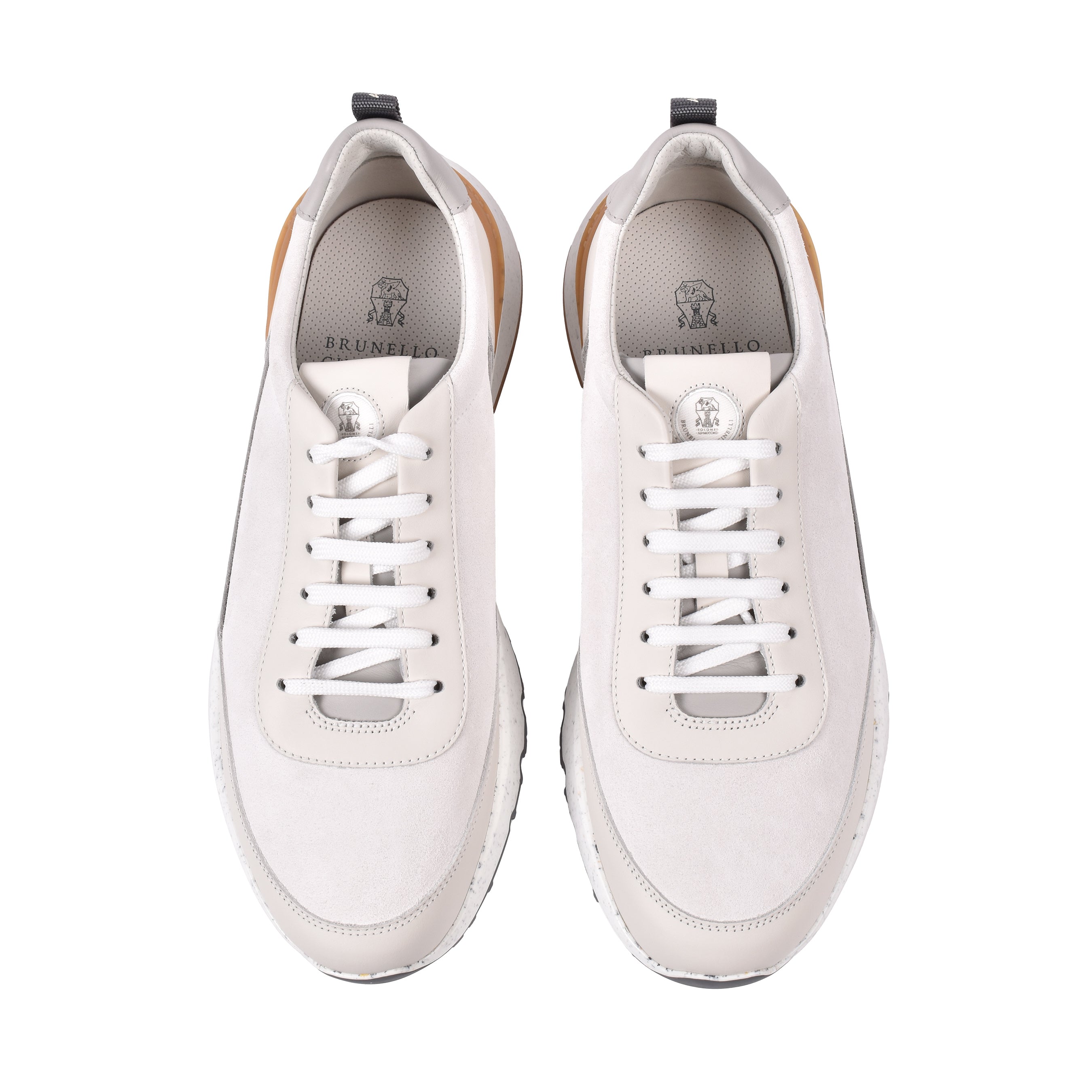 BRUNELLO CUCINELLI MEN'S OFF WHITE LEATHER SNEAKERS