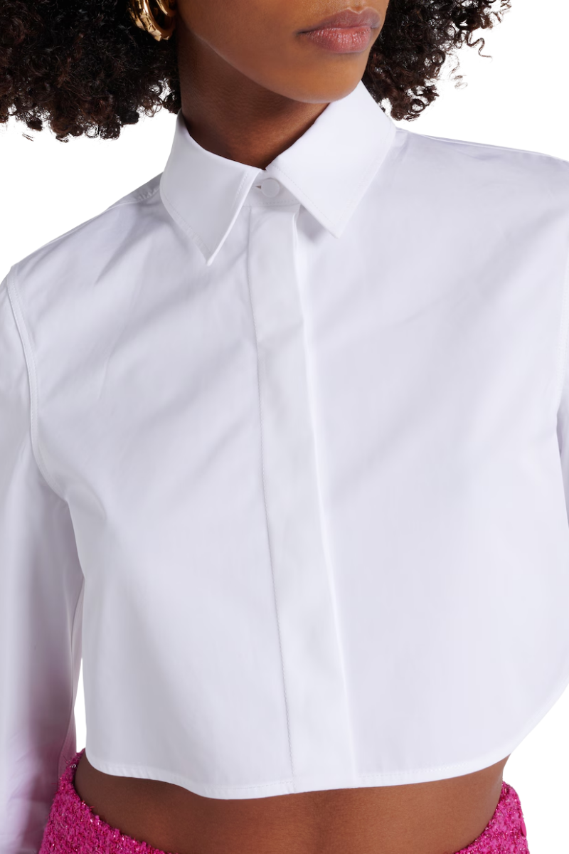 Valentino Cropped Cotton Poplin Shirt Bianco Ottico 3B0AB5N55DN_001