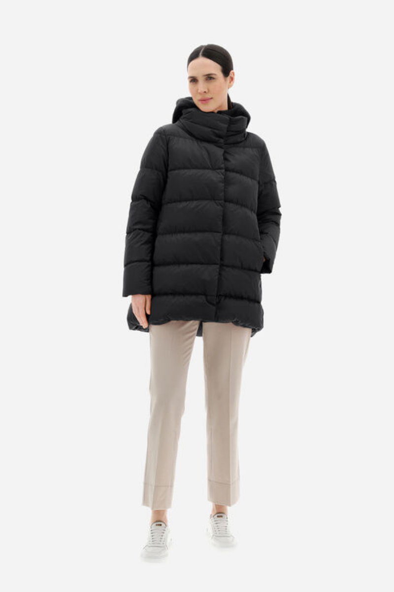 Herno Women's Satin and Lady Faux Fur A - Line Jacket