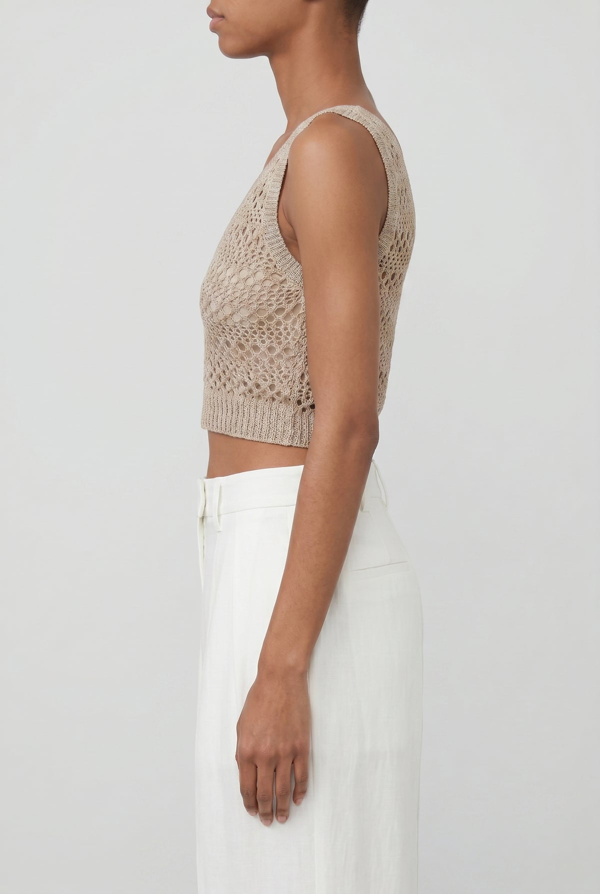 BRUNELLO CUCINELLI WOMEN'S BEIGE LINEN SILK KNIT SWEATER