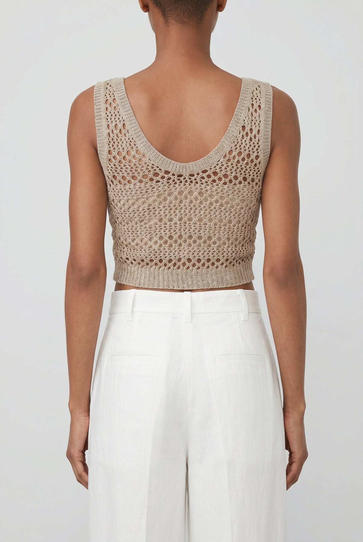 BRUNELLO CUCINELLI WOMEN'S BEIGE LINEN SILK KNIT SWEATER