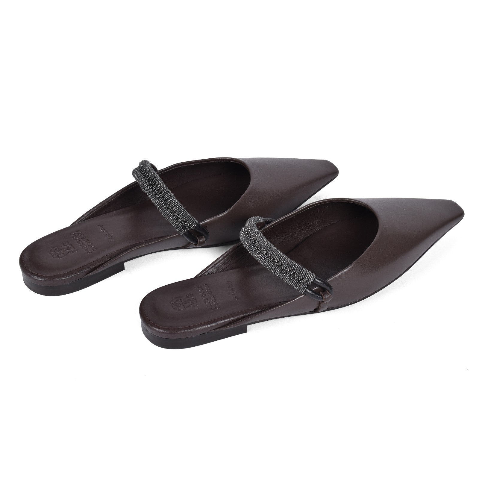 BRUNELLO CUCINELLI WOMEN'S DARK BROWN LEATHER FLATS