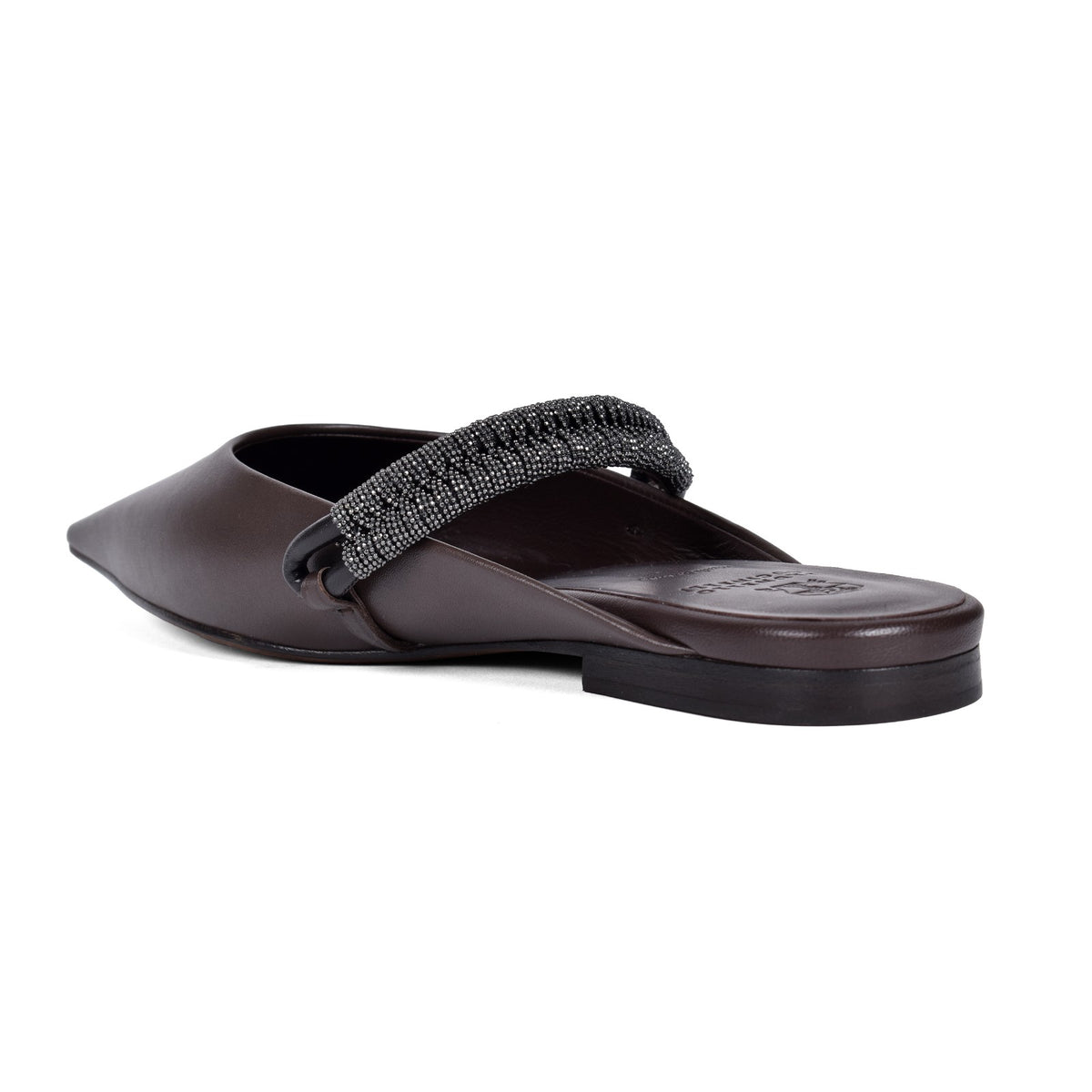 BRUNELLO CUCINELLI WOMEN'S DARK BROWN LEATHER FLATS