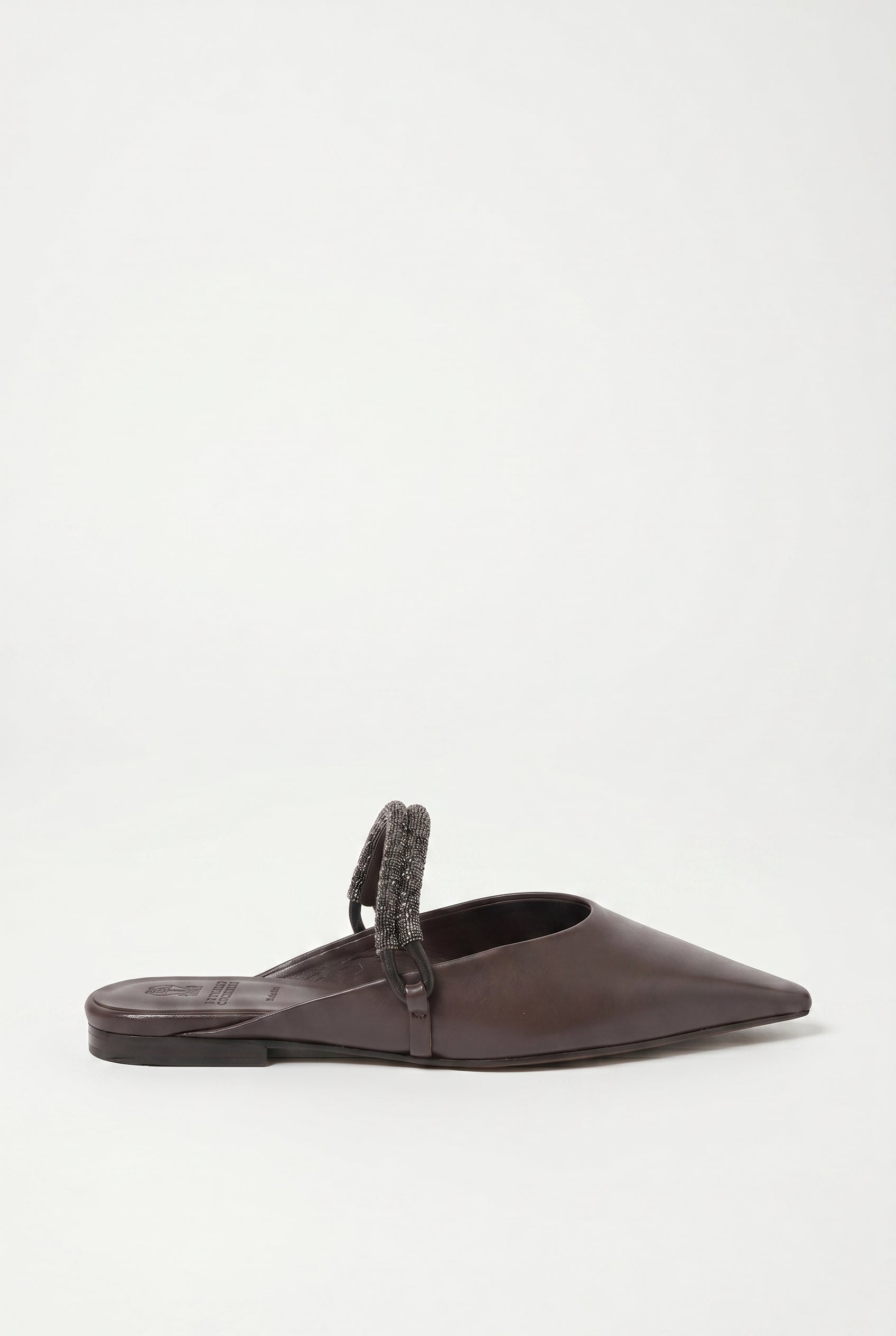 BRUNELLO CUCINELLI WOMEN'S DARK BROWN LEATHER FLATS