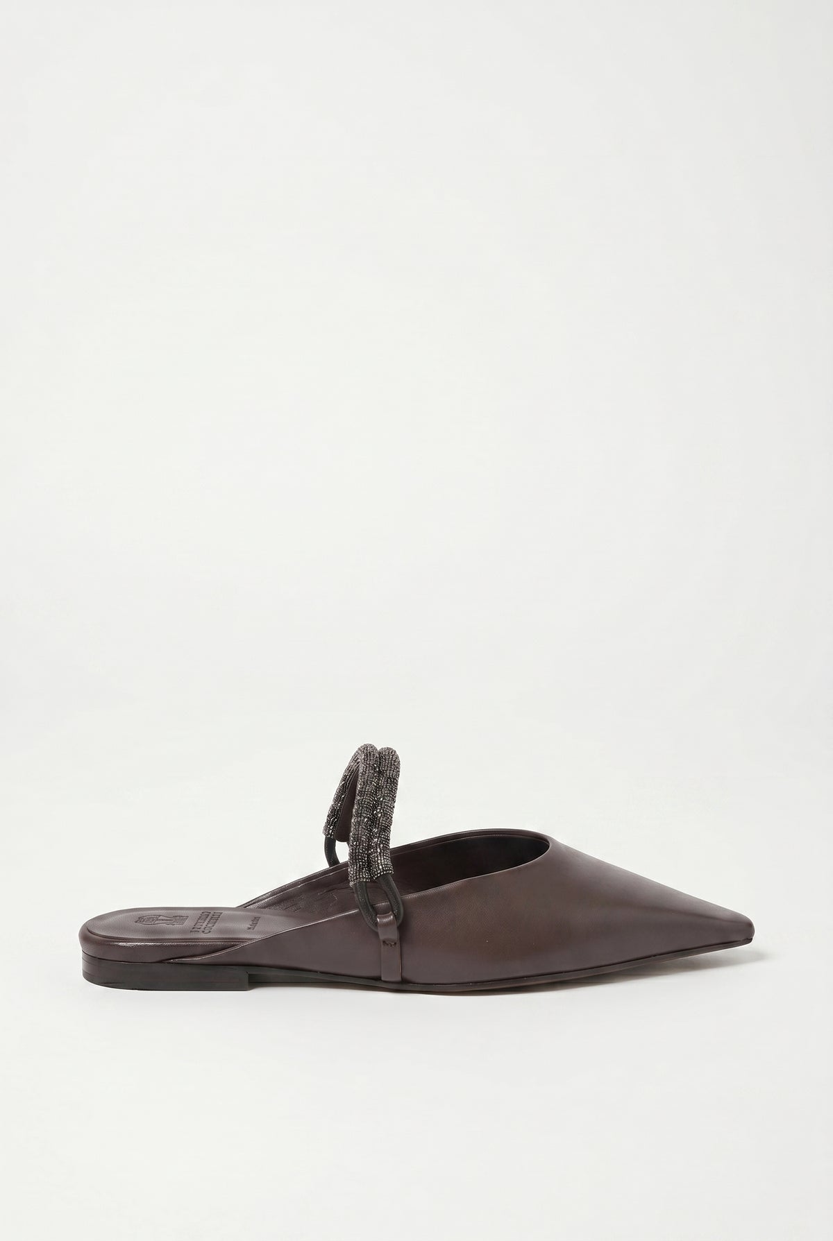 BRUNELLO CUCINELLI WOMEN'S DARK BROWN LEATHER FLATS