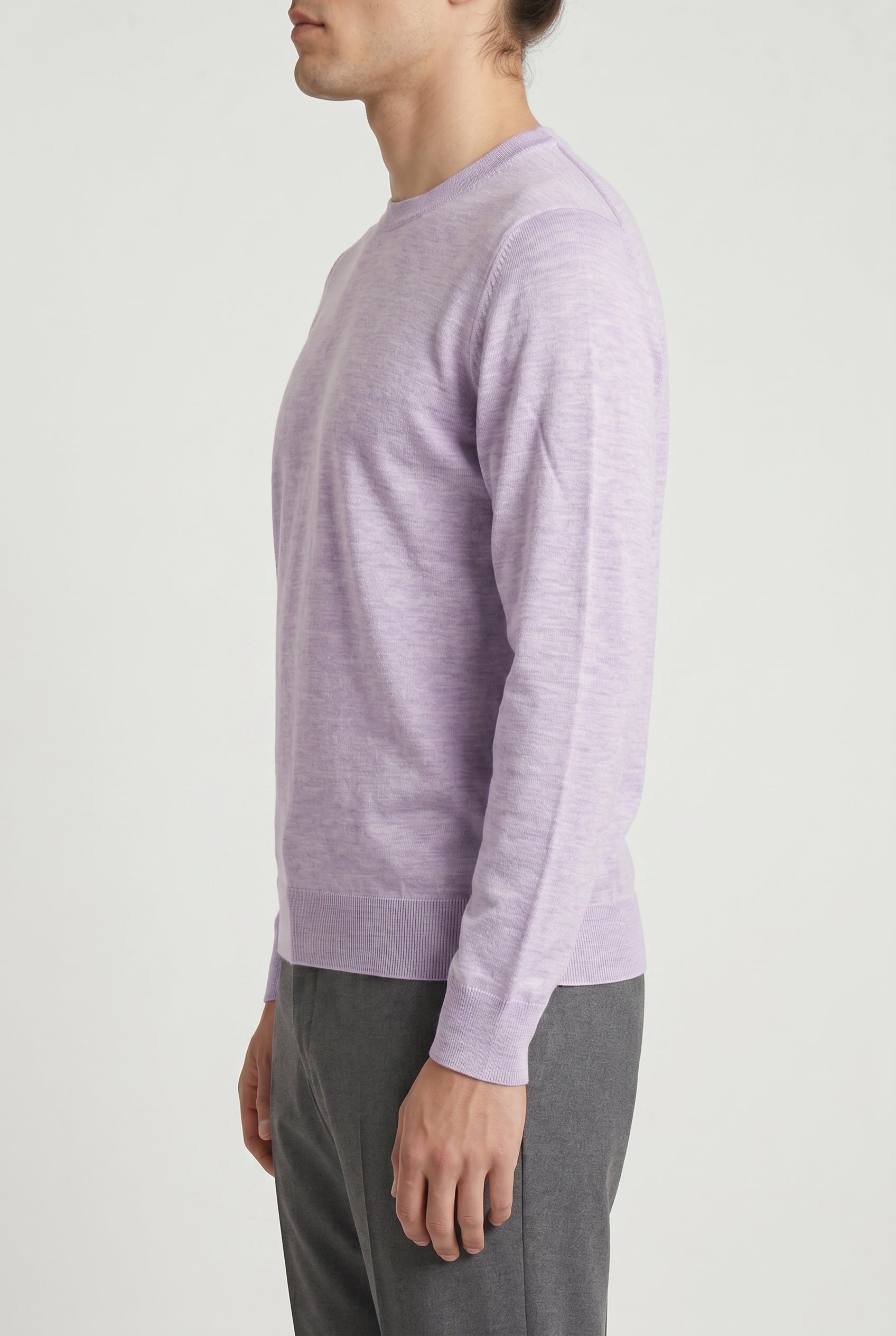 BRUNELLO CUCINELLI MEN'S LAVENDER CASHMERE CREWNECK SWEATER