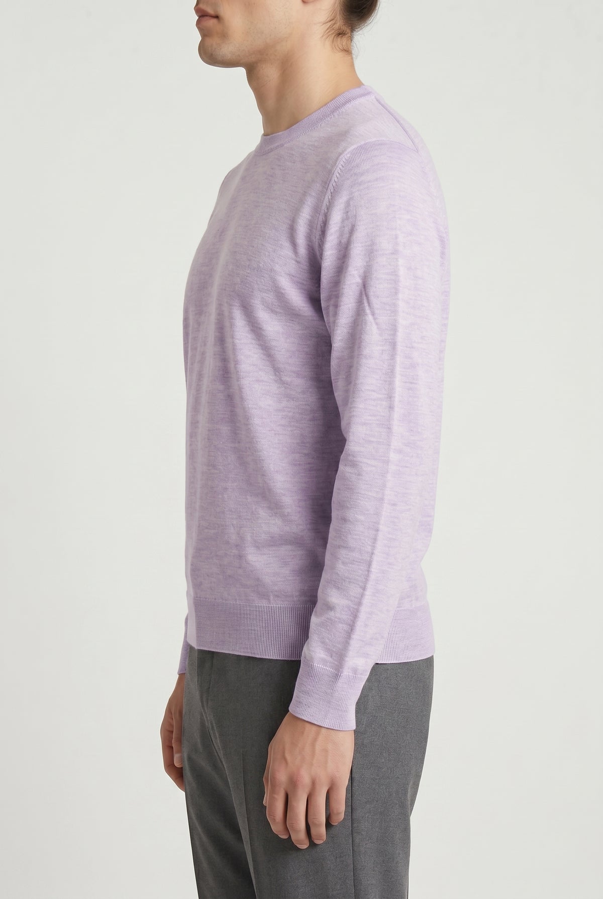 BRUNELLO CUCINELLI MEN'S LAVENDER CASHMERE CREWNECK SWEATER