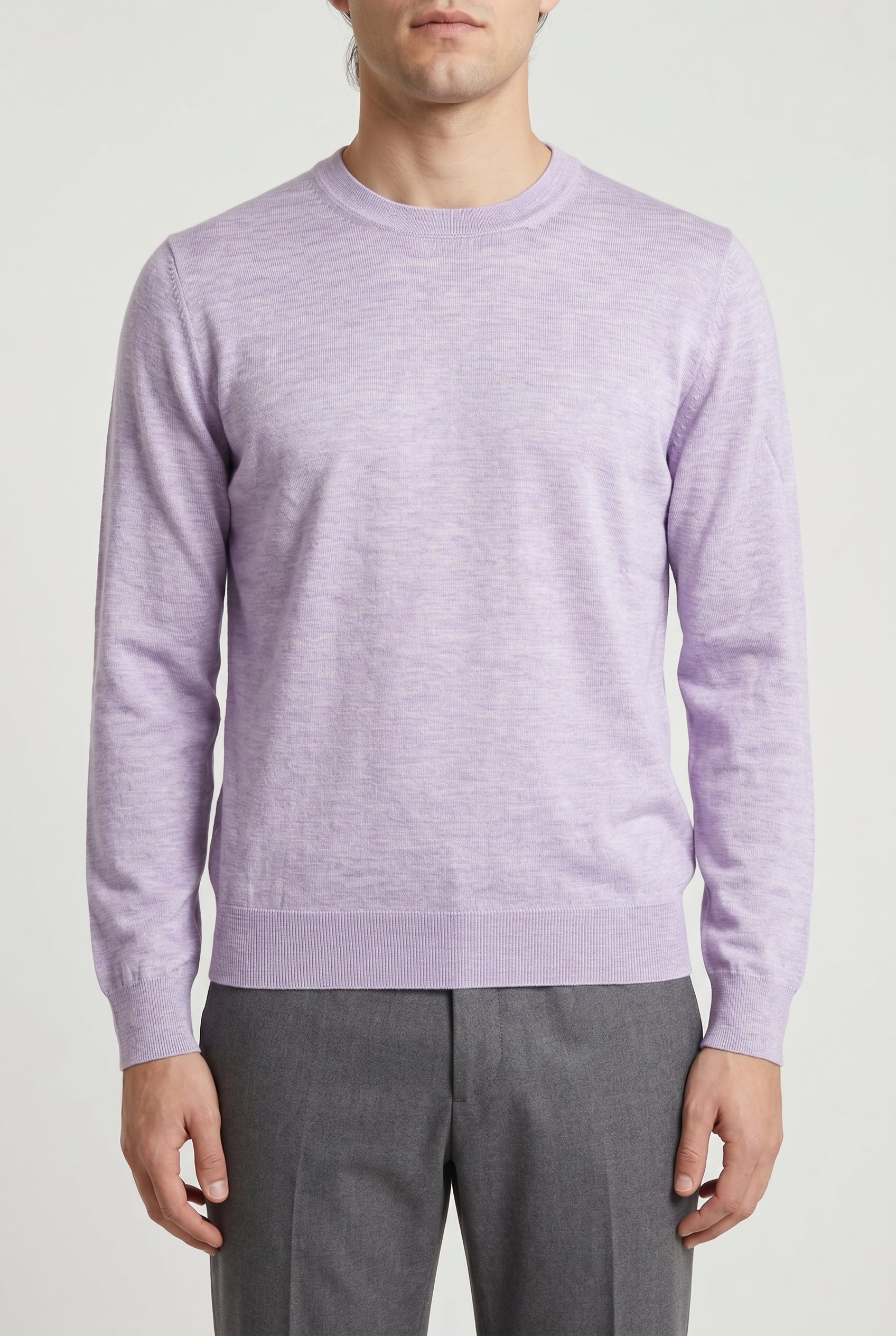 BRUNELLO CUCINELLI MEN'S LAVENDER CASHMERE CREWNECK SWEATER