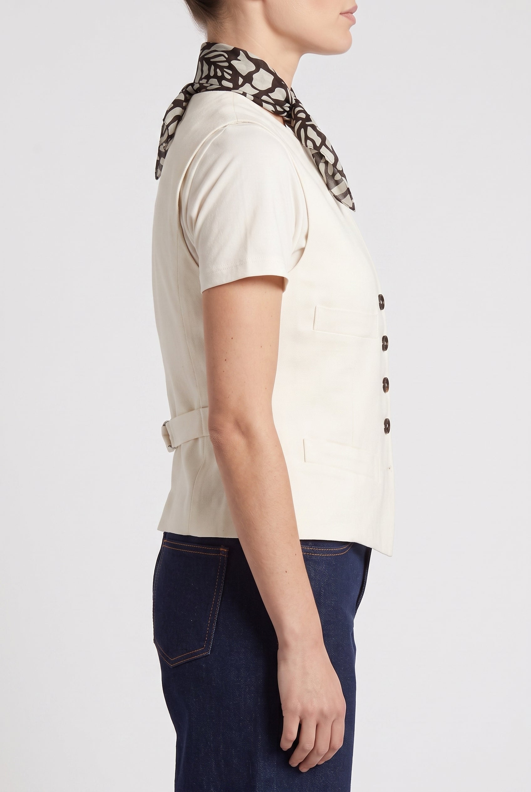 BRUNELLO CUCINELLI WOMEN'S CREAM TAILORED BUTTONED SHIRT