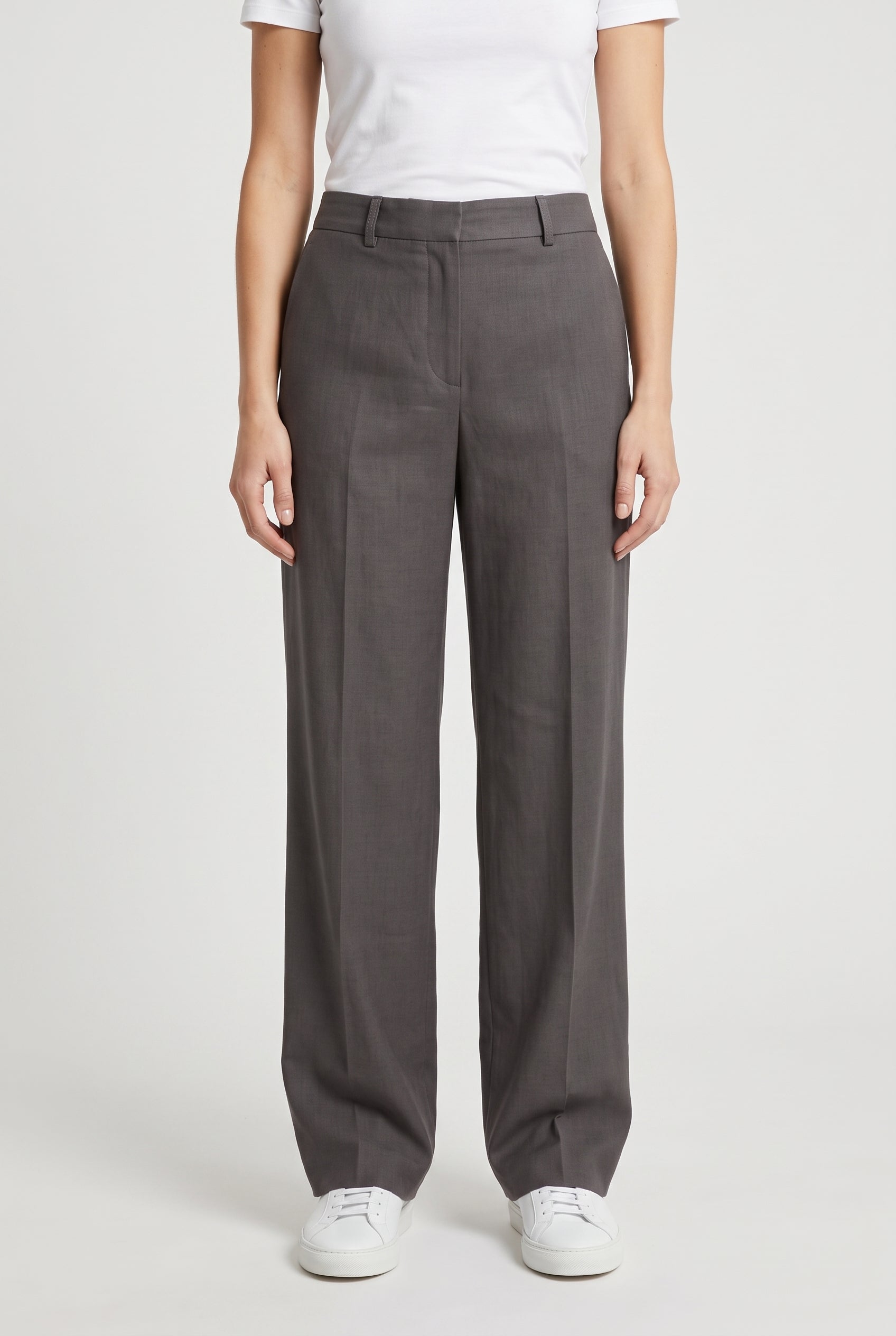BRUNELLO CUCINELLI WOMEN'S DARK GREY RELAXED TROUSERS