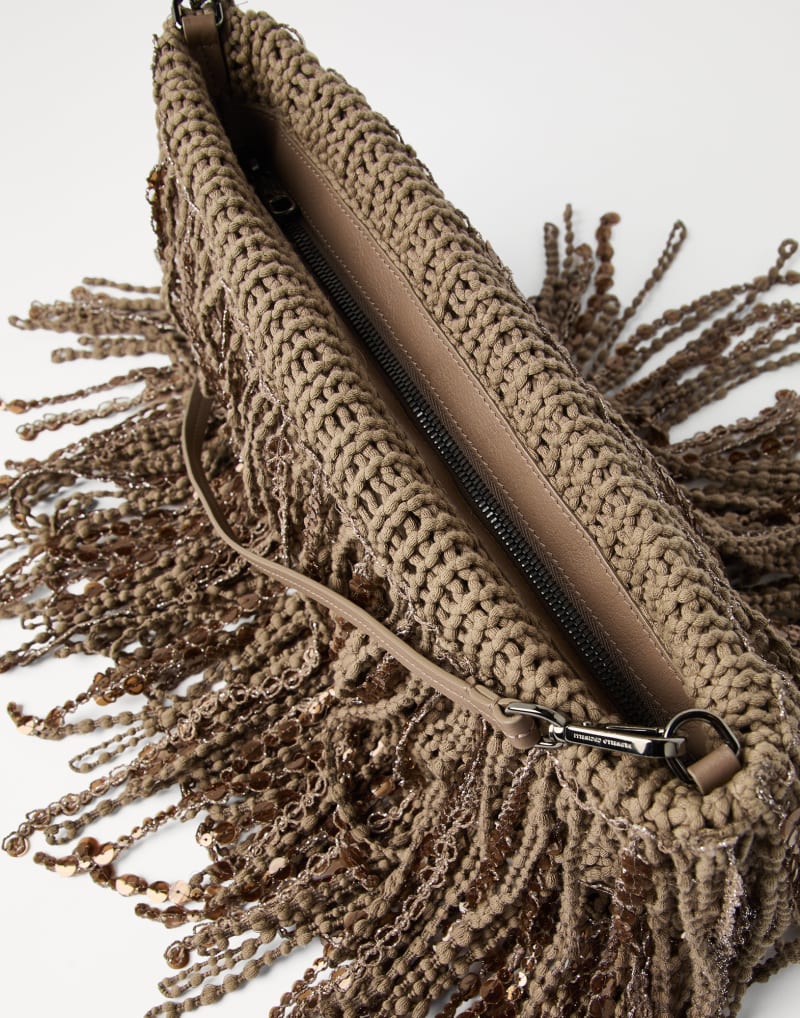 BRUNELLO CUCINELLI WOMEN'S BROWN LEATHER FRINGE BAG