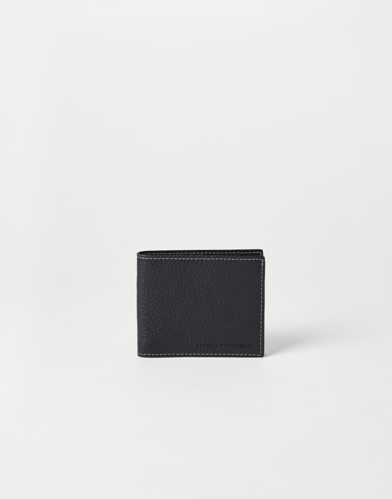 BRUNELLO CUCINELLI MEN'S BLACK LEATHER WALLET ACCESSORY