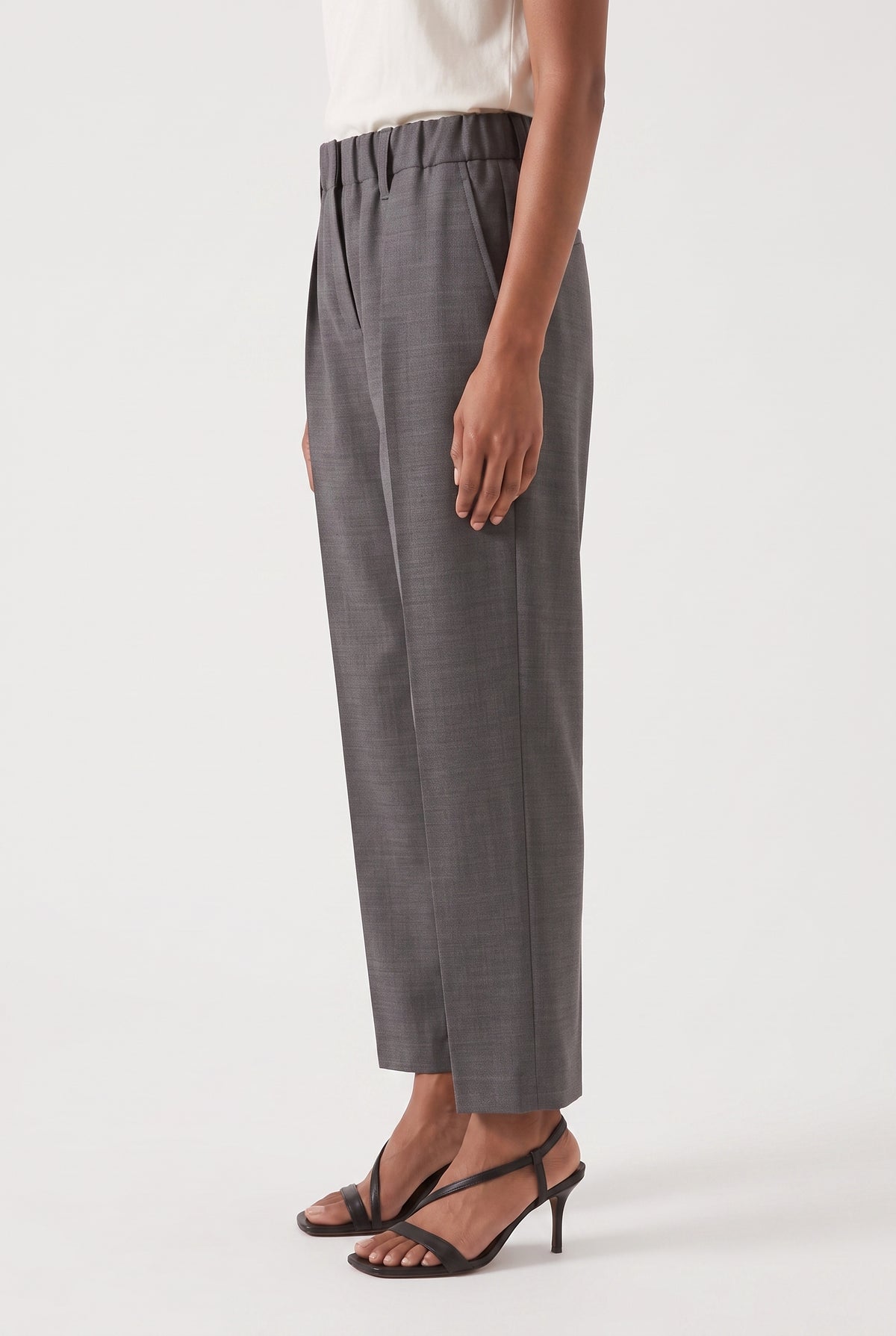 BRUNELLO CUCINELLI WOMEN'S GREY WOOL RELAXED TROUSERS