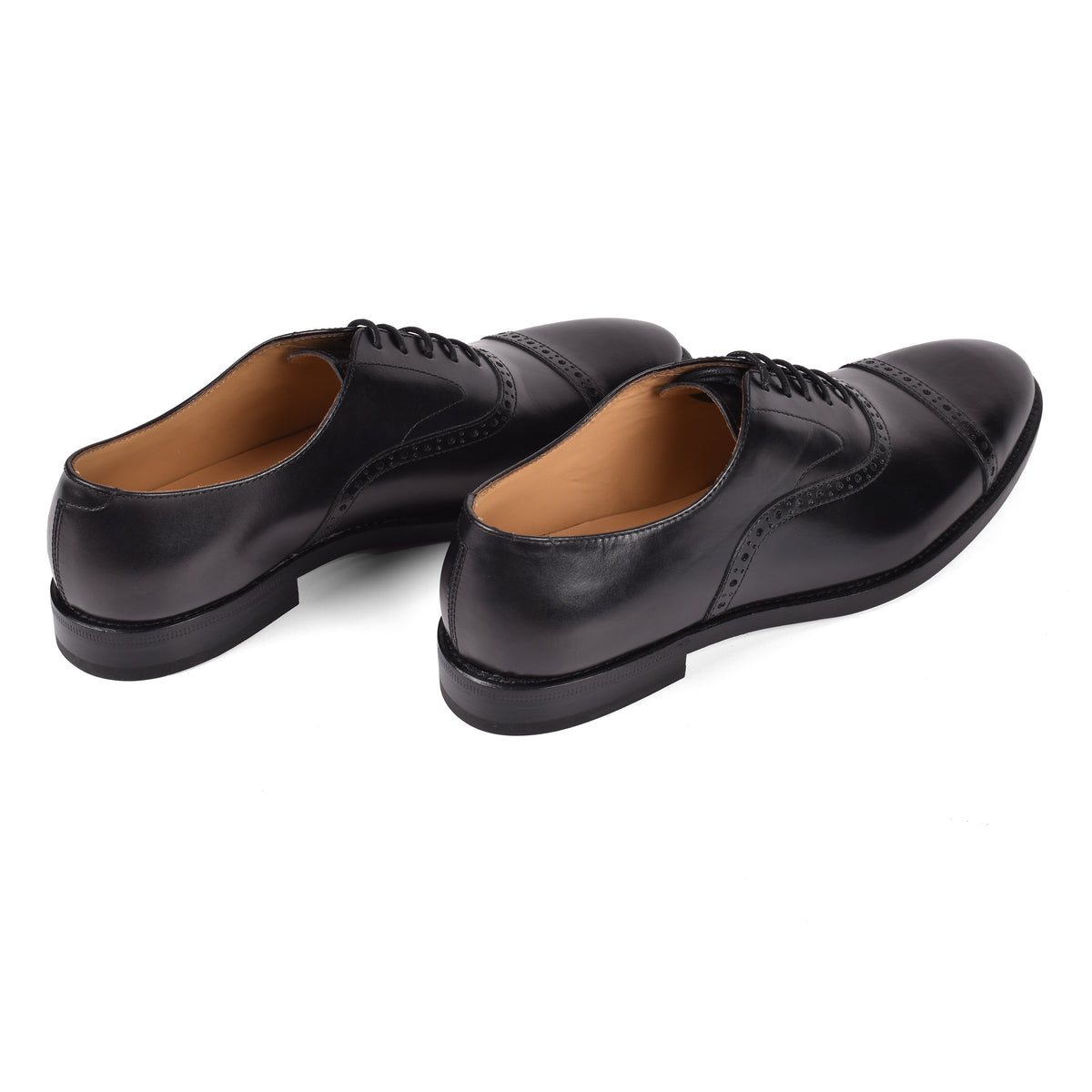 BRUNELLO CUCINELLI MEN'S BLACK LEATHER BROGUE SHOES