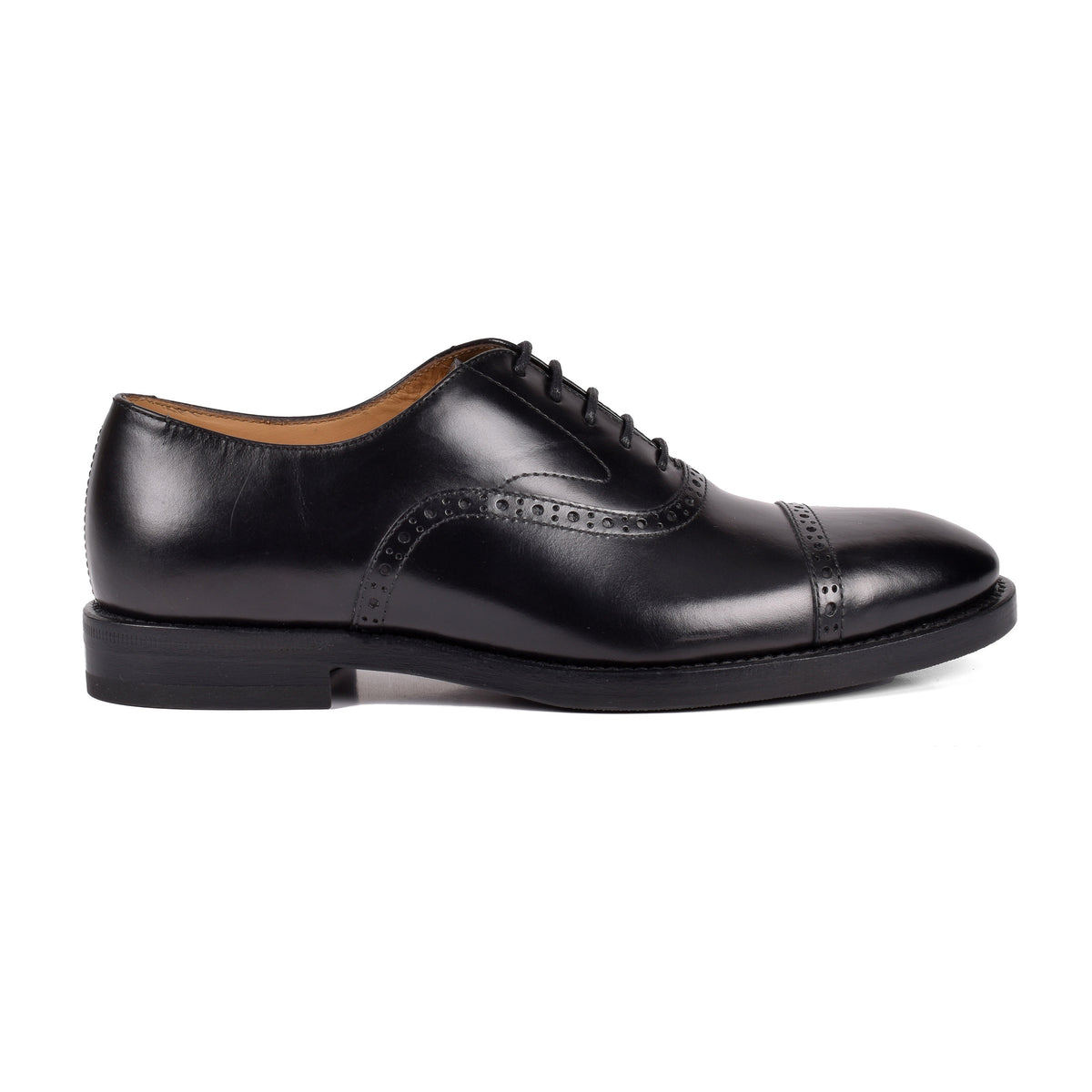 BRUNELLO CUCINELLI MEN'S BLACK LEATHER BROGUE SHOES