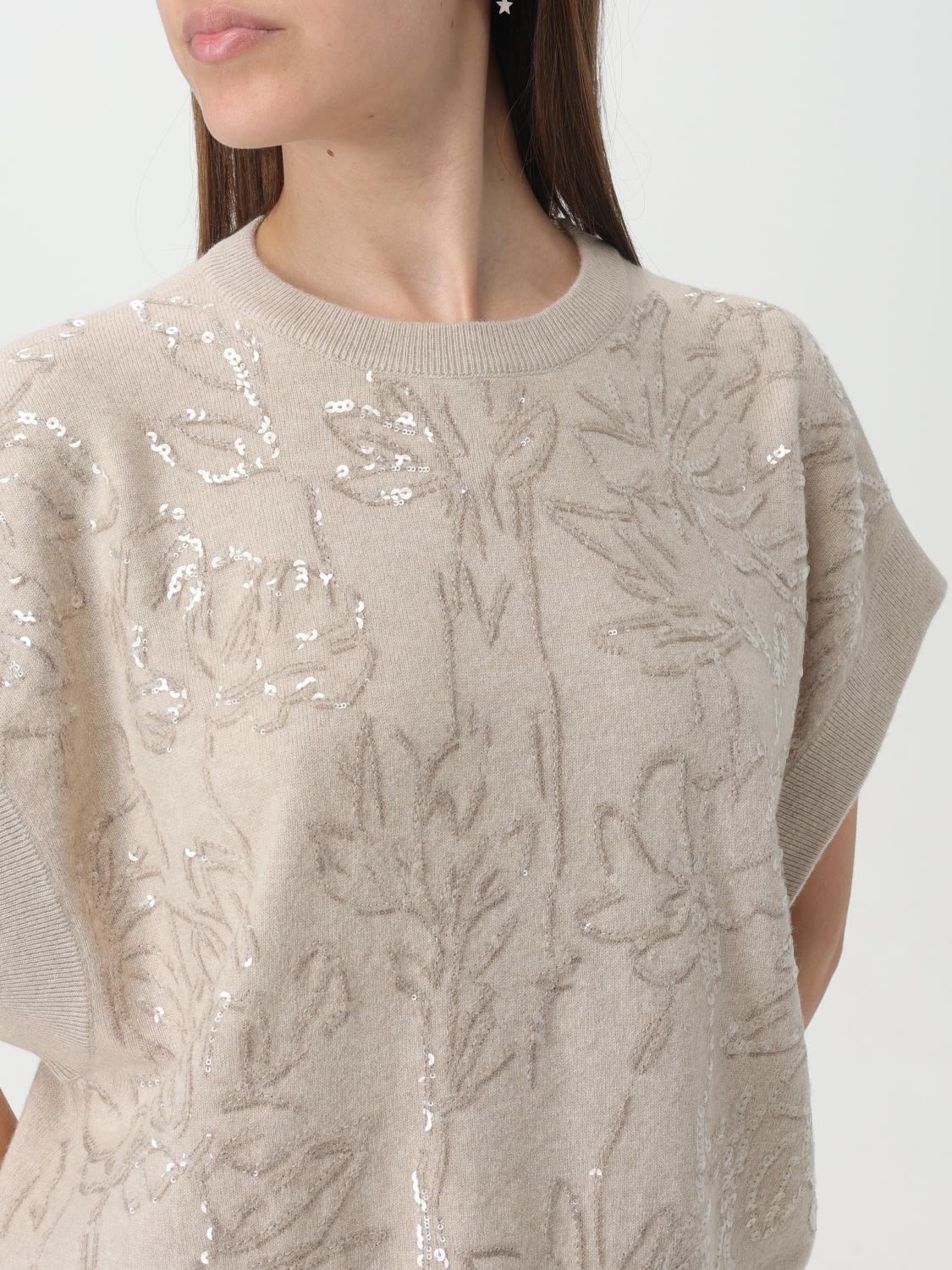 BRUNELLO CUCINELLI WOMEN'S BEIGE WOOL SILK SWEATER