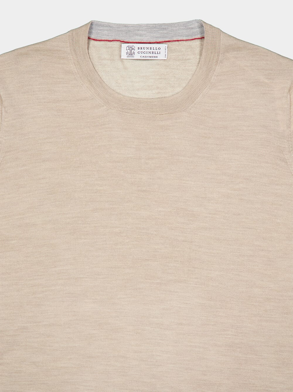 BRUNELLO CUCINELLI MEN'S BEIGE WOOL CREWNECK SWEATER