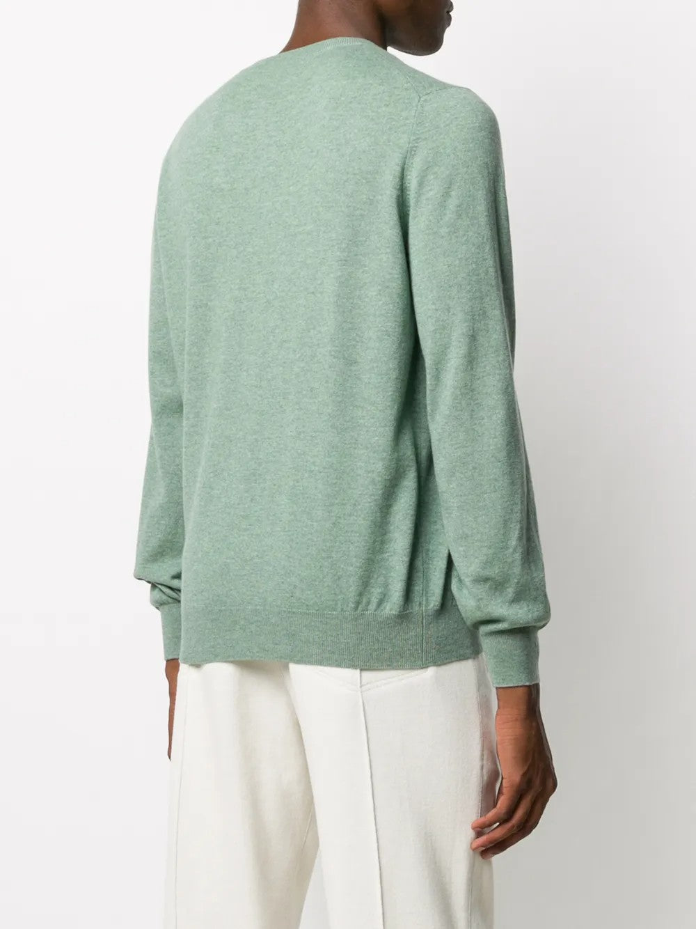 BRUNELLO CUCINELLI MEN'S LIGHT GREEN WOOL SWEATER