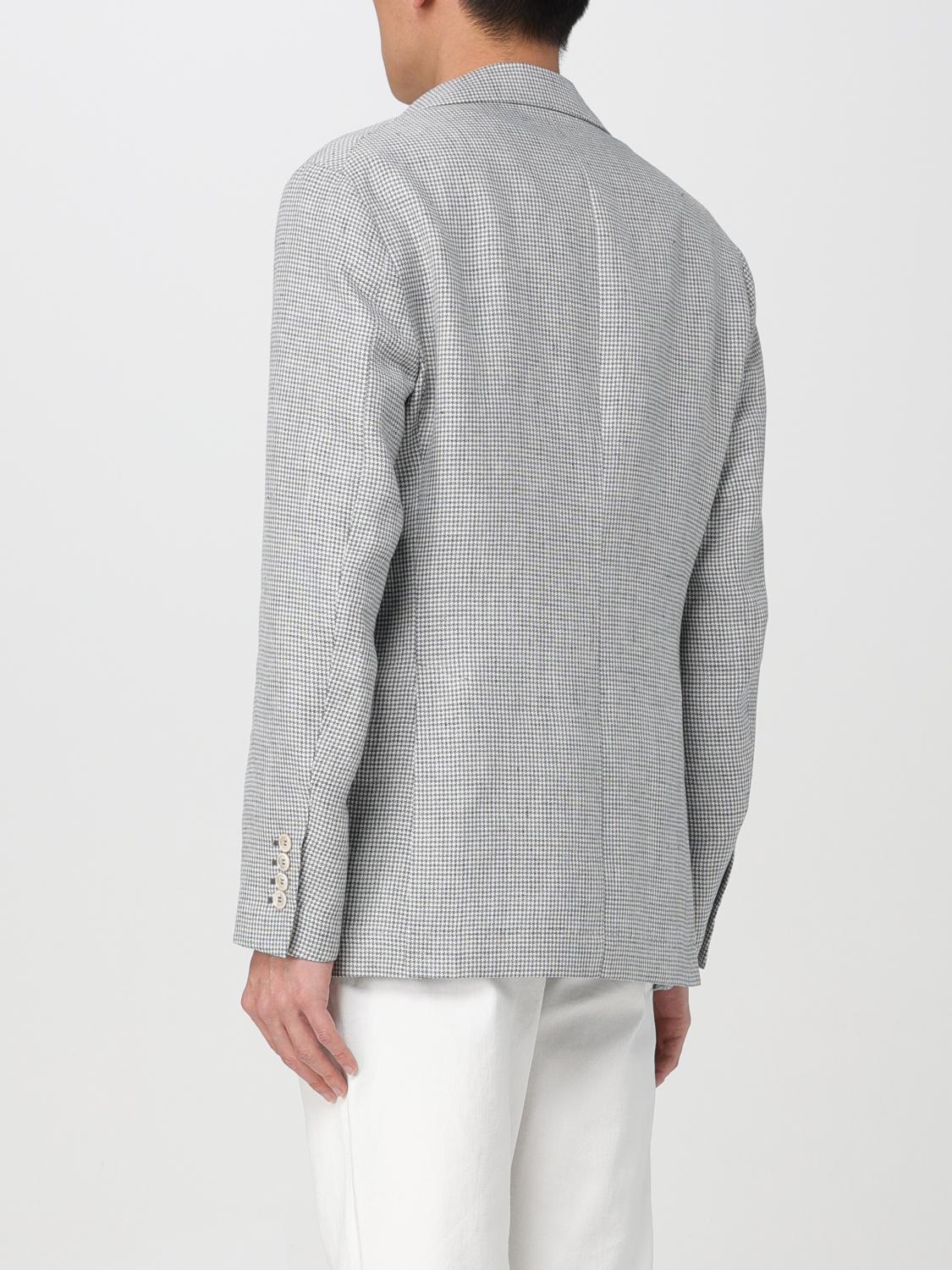 BRUNELLO CUCINELLI MEN'S LIGHT GREY LINEN JACKET